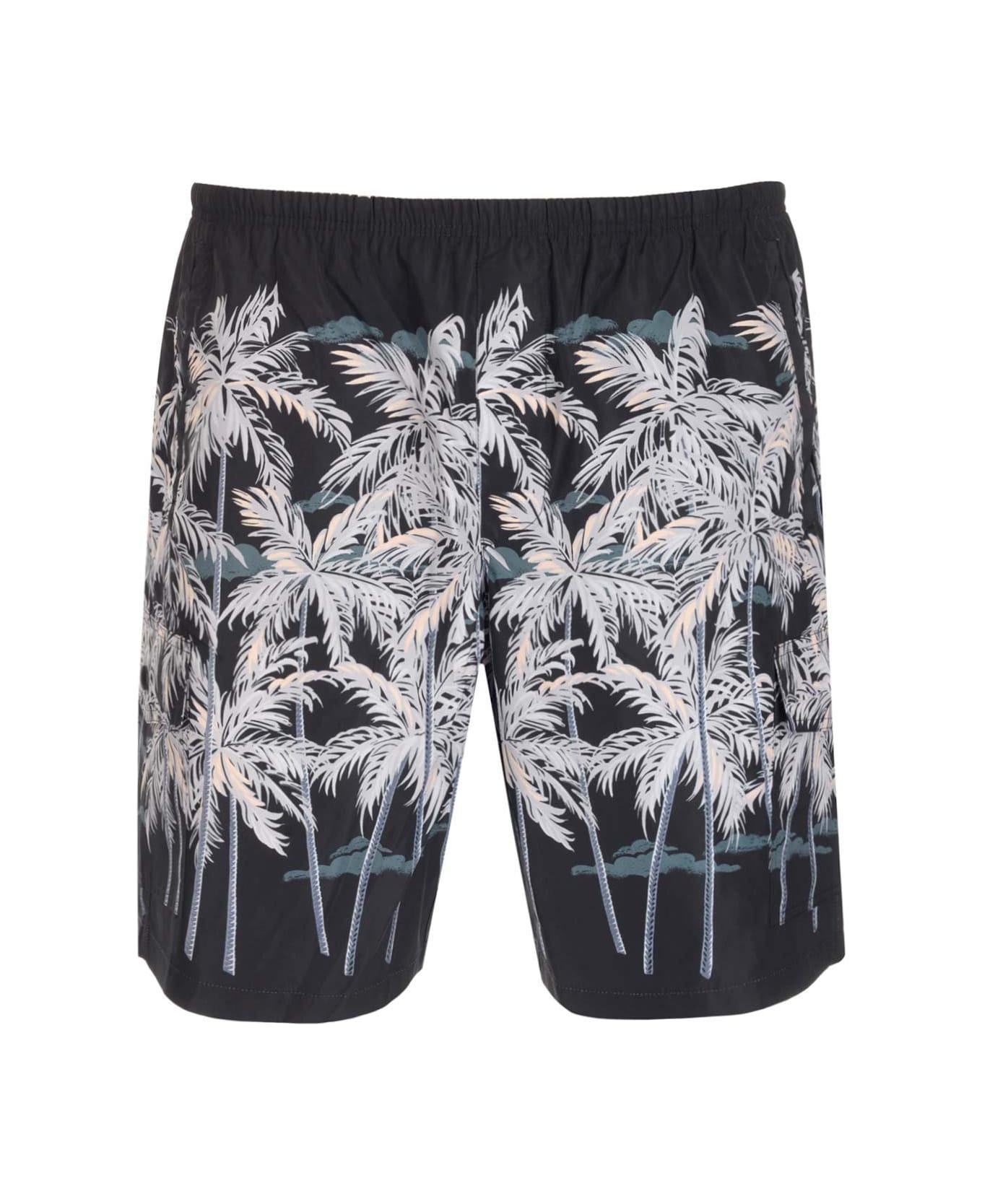 Palm Angels Palm Printed Swim Shorts - Nero