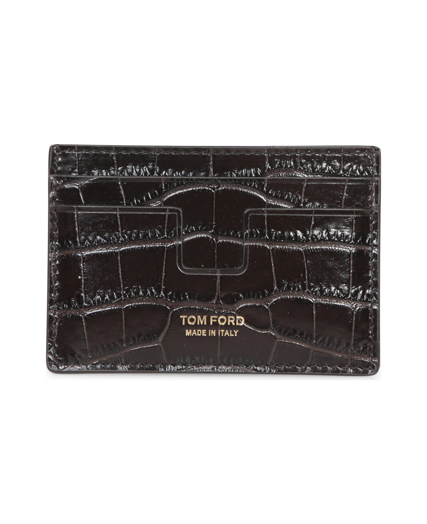 Tom Ford Black Crocodile Card Holder - Brown