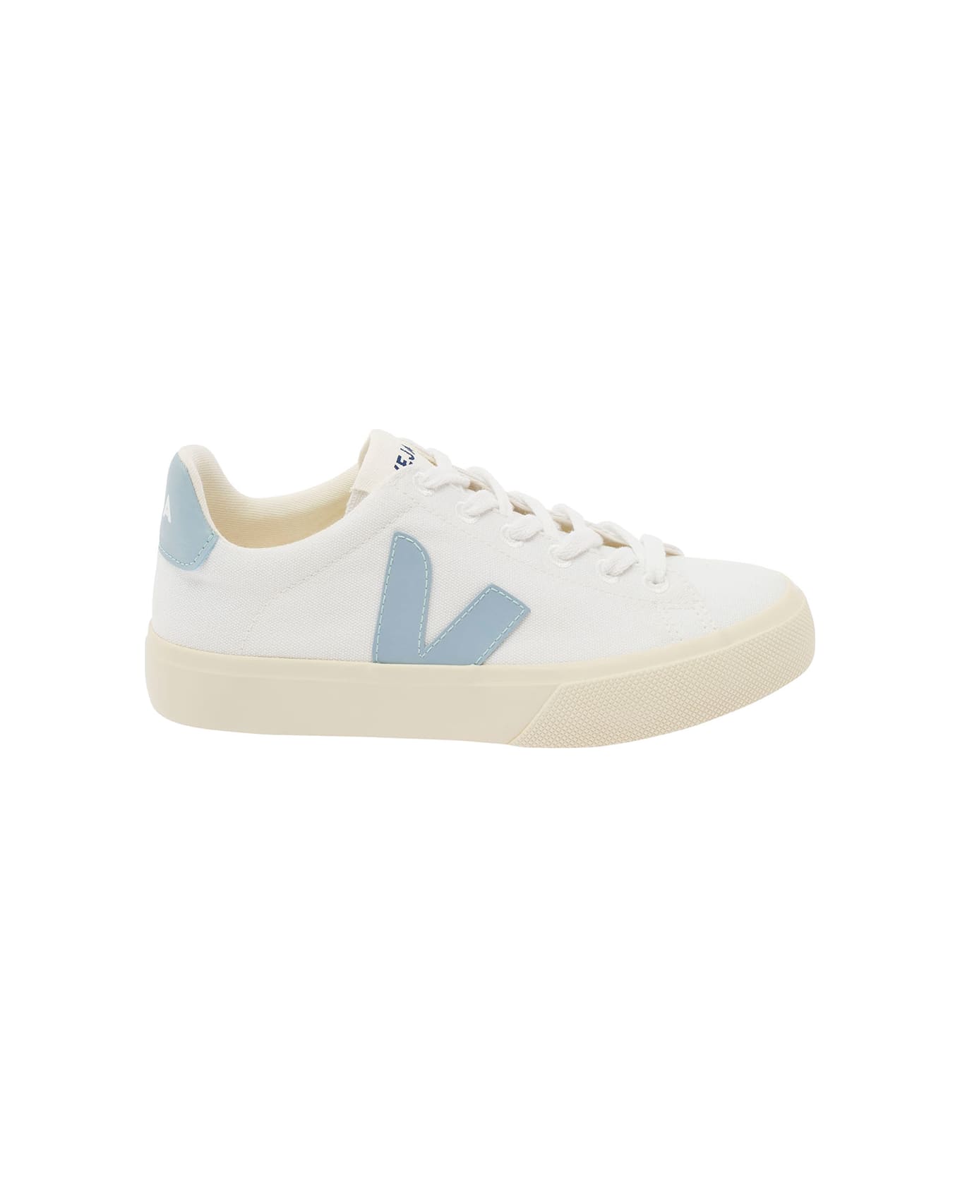 Veja White And Light Blue Sneakers With Logo Details In Leather Woman - White スニーカー