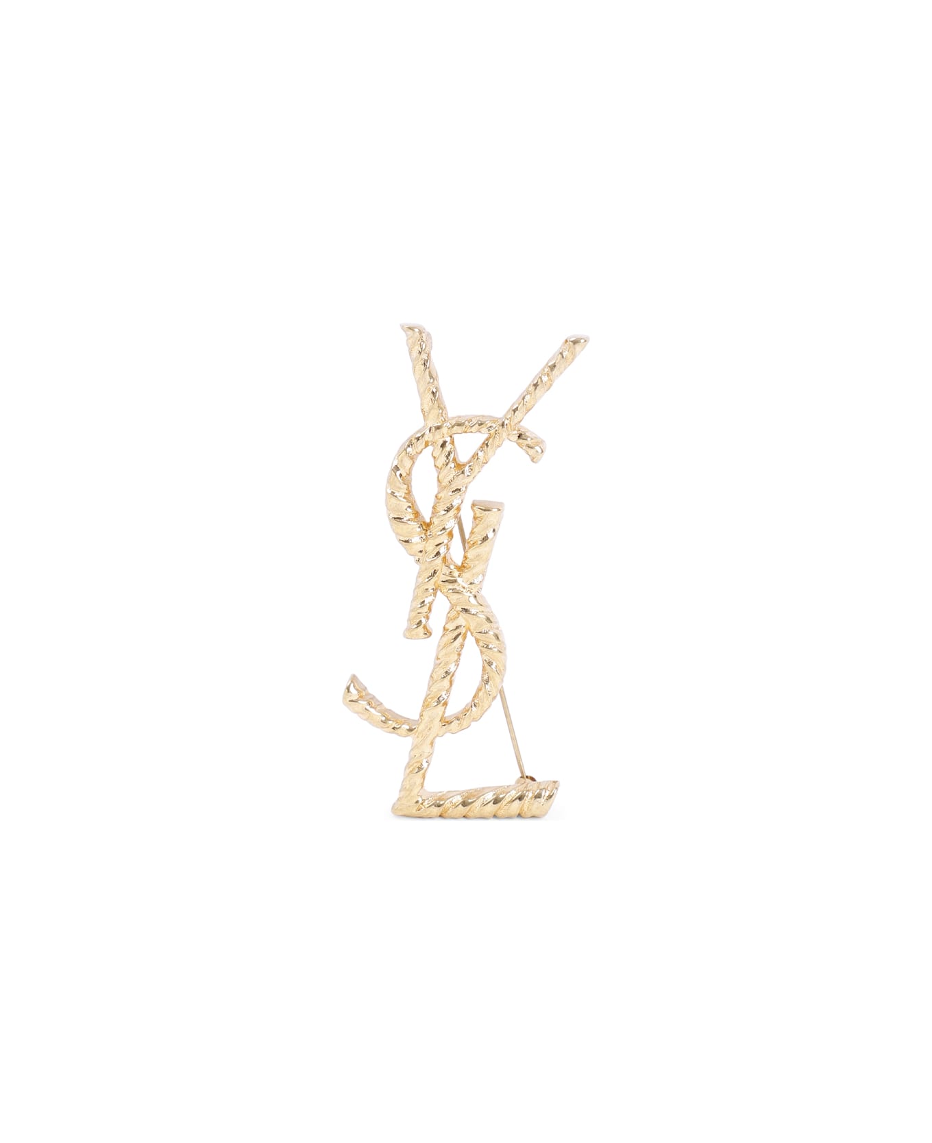 Saint Laurent Opyum Ysl Twisted Brooch - Or Laiton