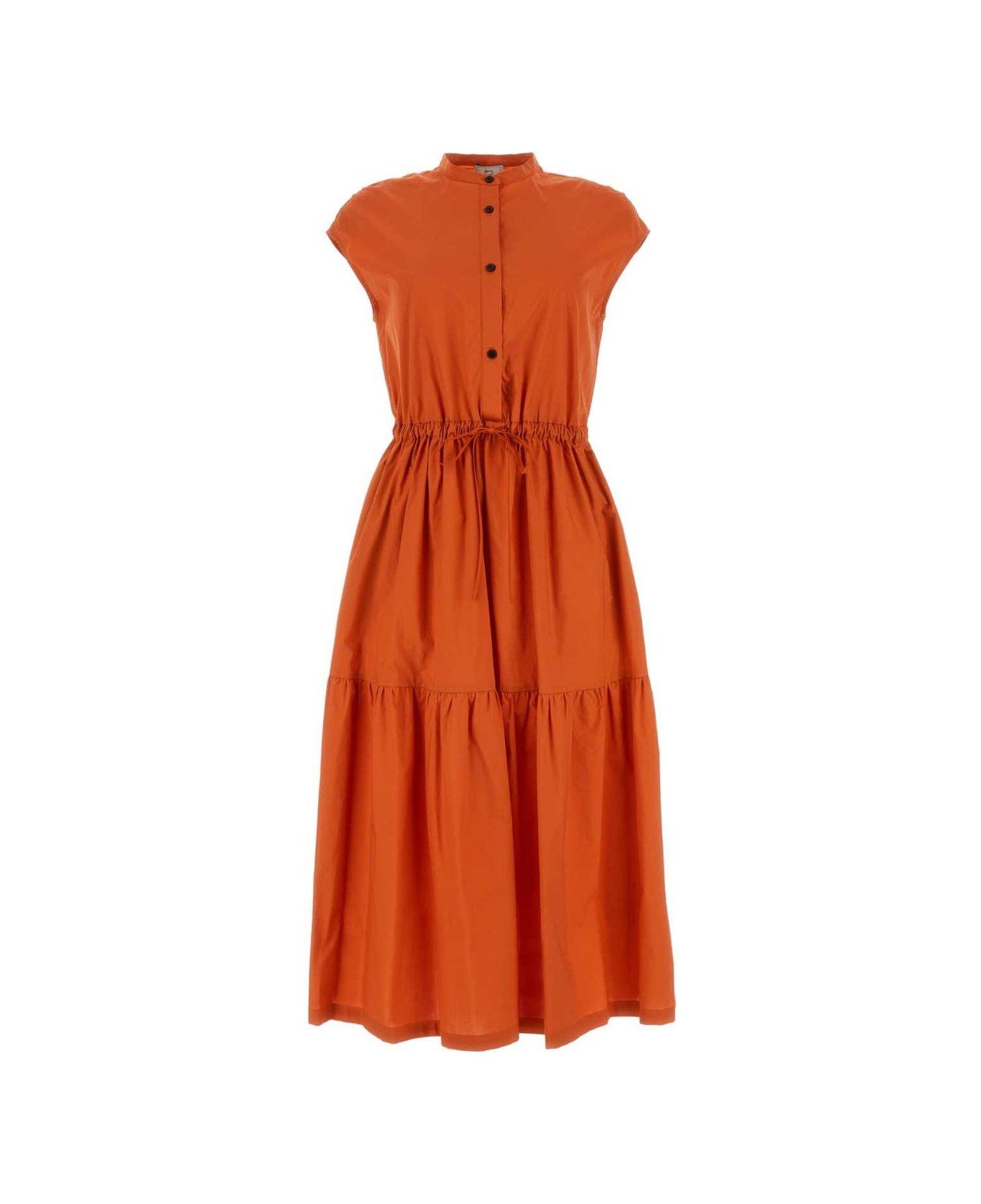 Woolrich Button Detailed Drawstring-waist Ruched Dress - Orange