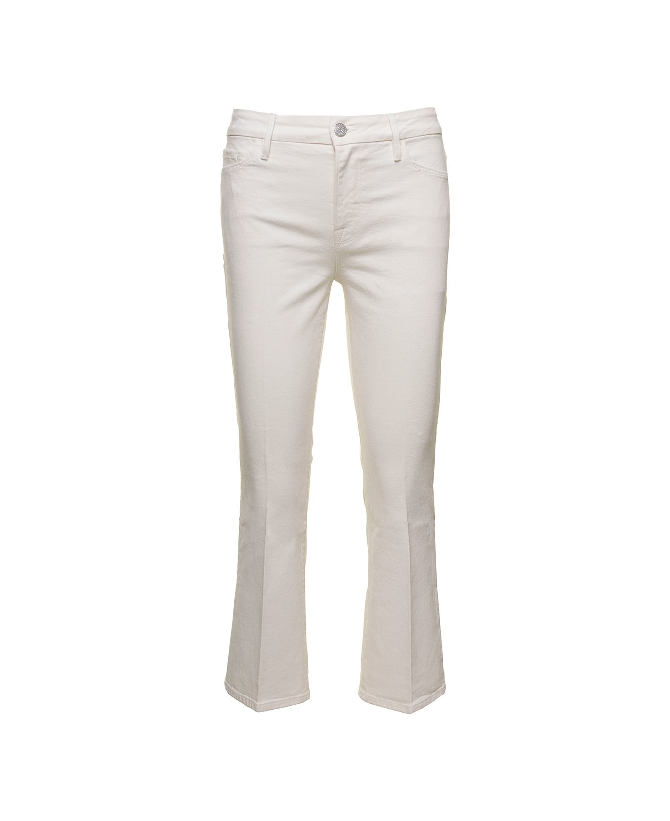 Frame 'le Crop Mini Boot' White Five-pocket Jeans In Stretch Cotton Denim Woman - White