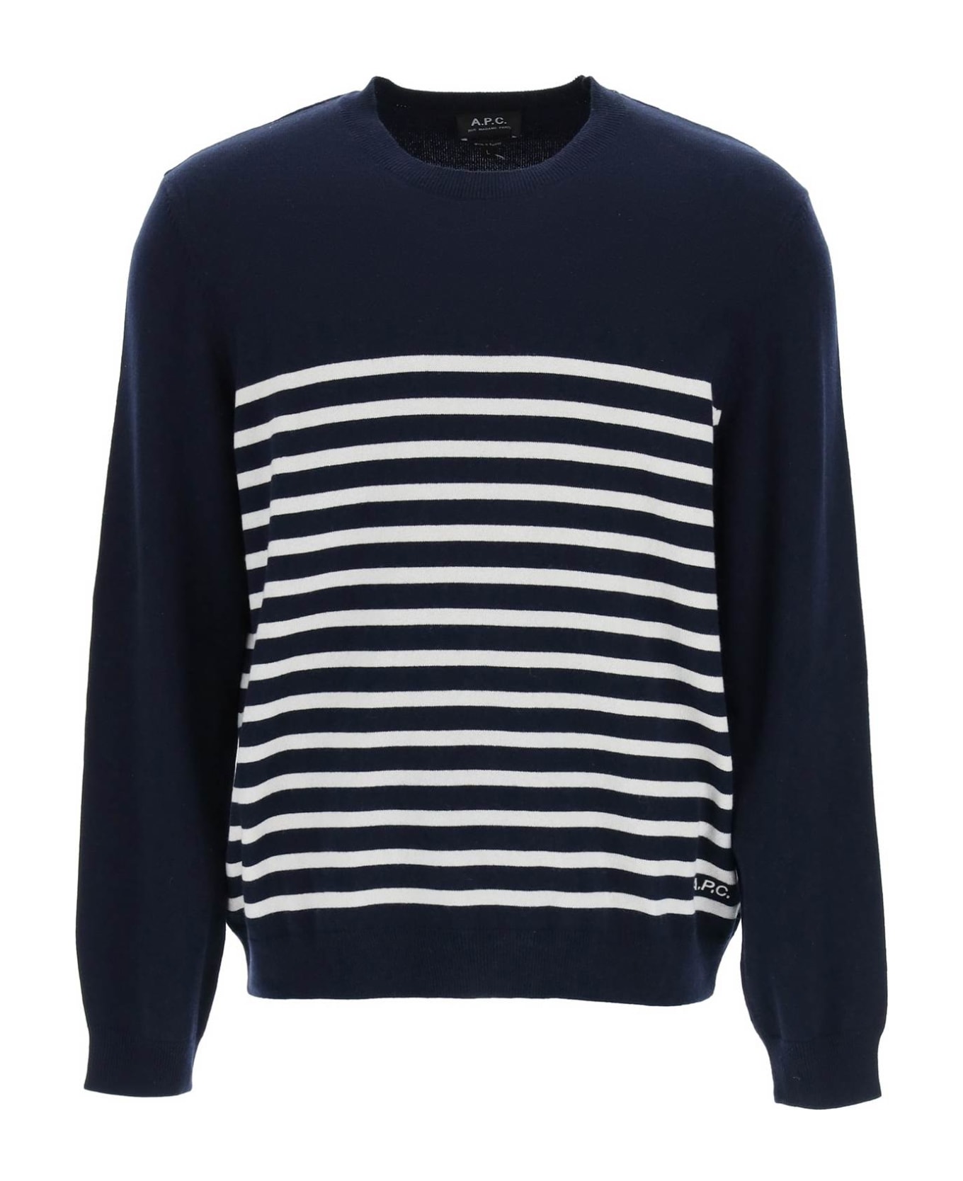 A.P.C. Striped Cashmere And Cotton Pullover - DARK NAVY
