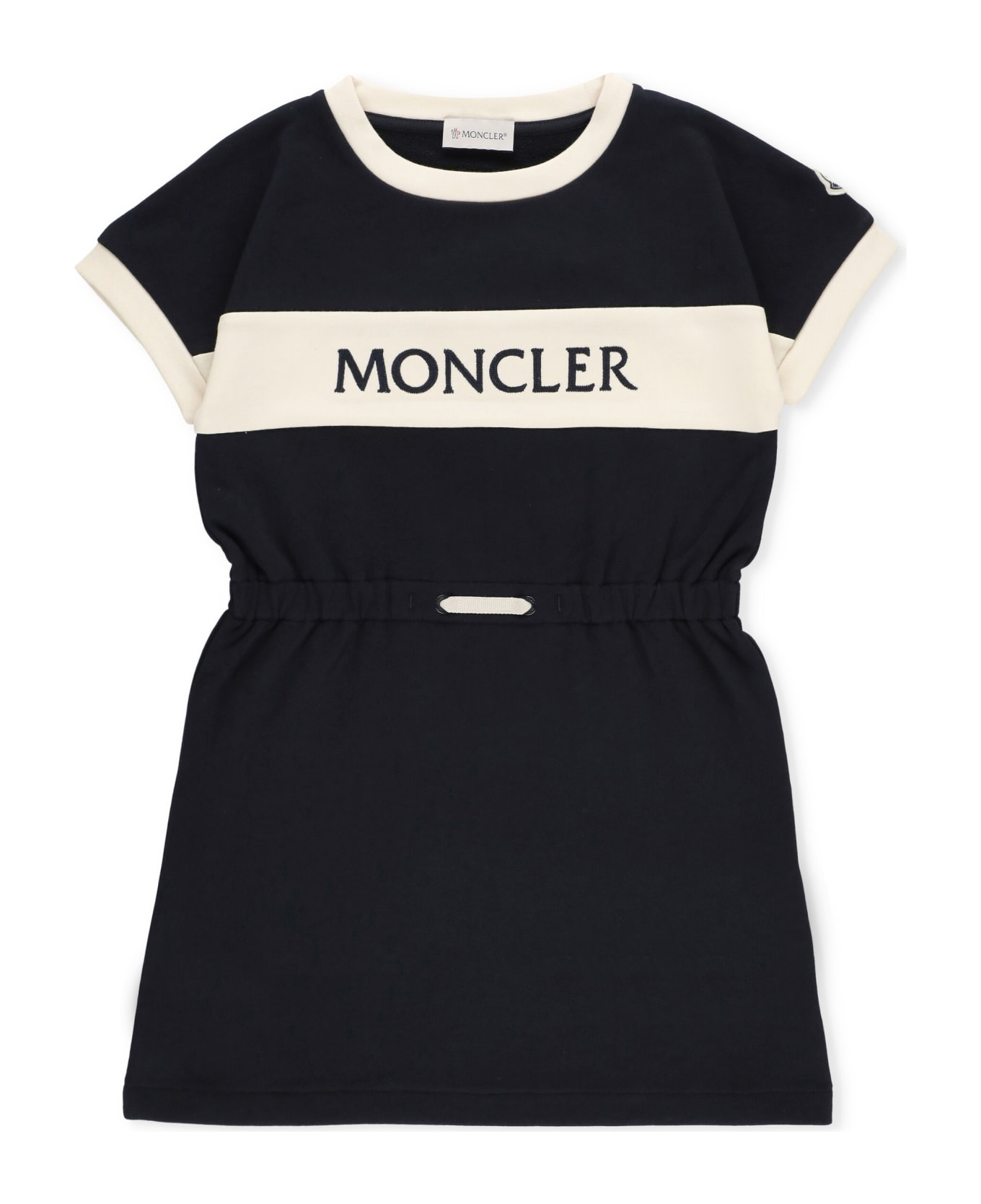 Moncler Cotton Dress With Logo - Blue