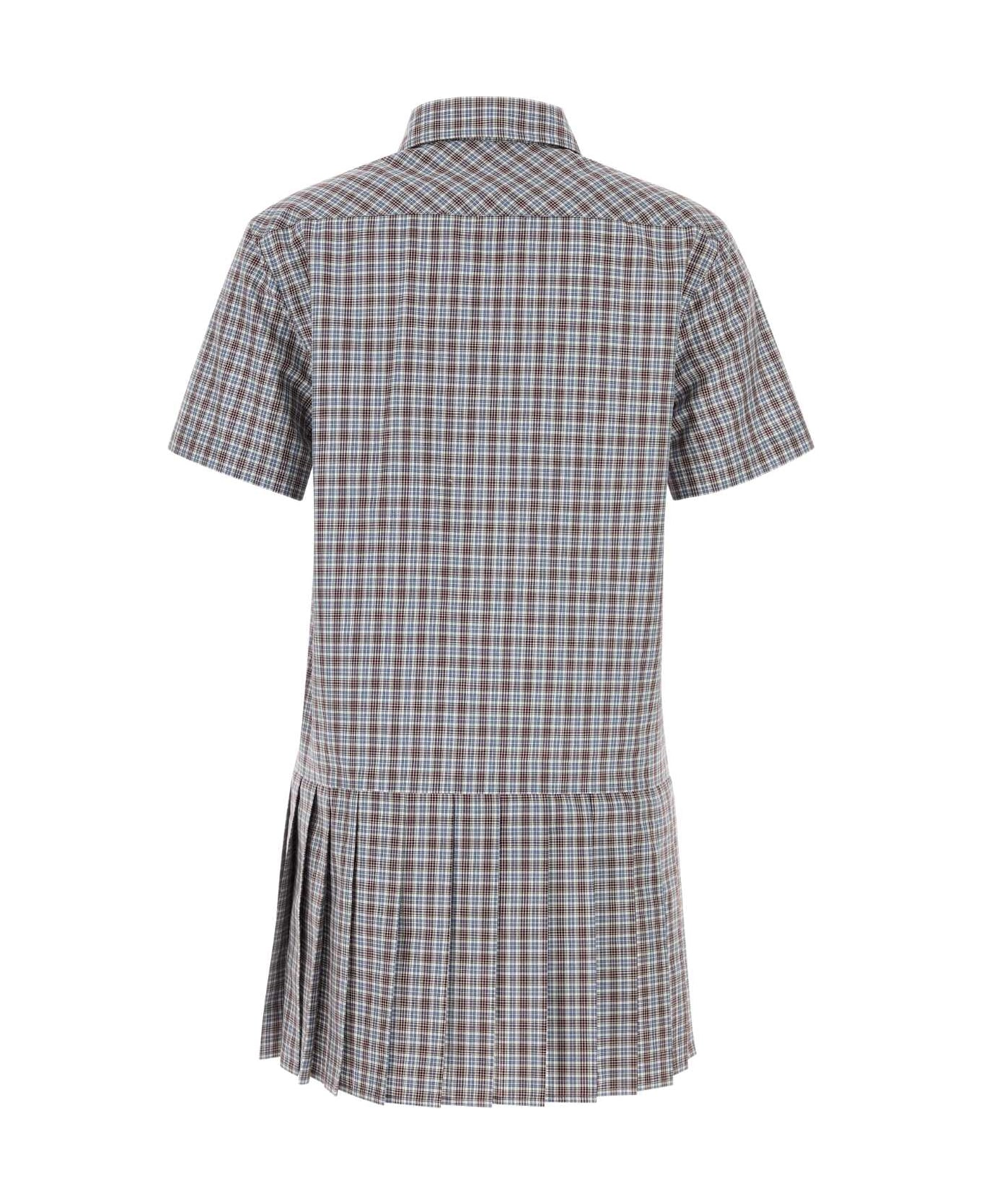 Miu Miu Embroidered Cotton Mini Shirt Dress - AVIOBORDEAUX