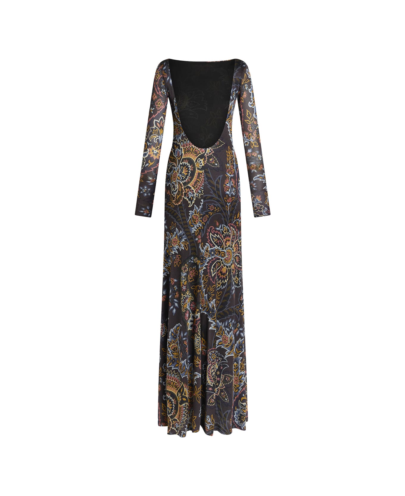 Etro Black Jersey Long Dress With Paisley Print - Black