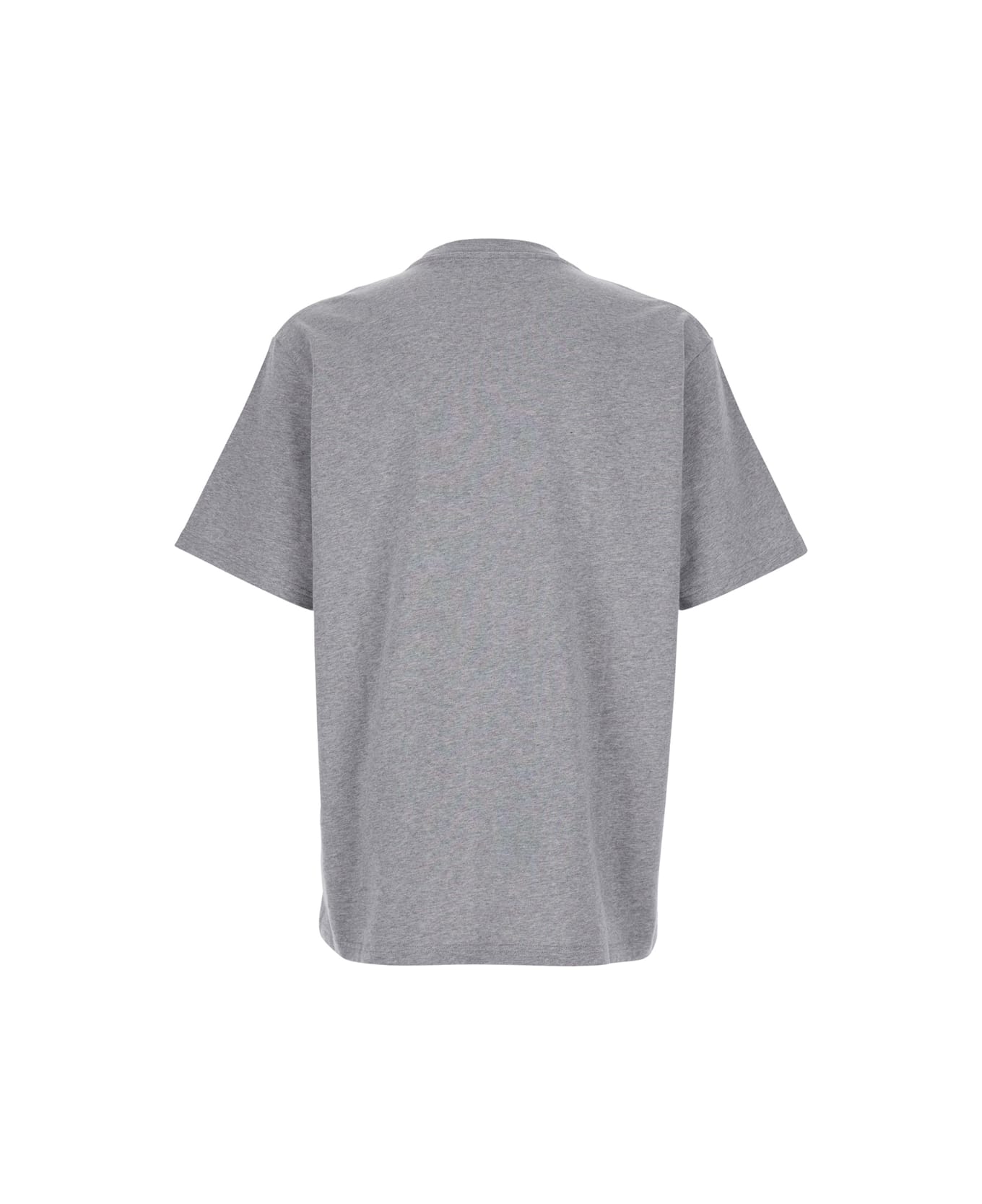 J.W. Anderson Grey Crewneck T-shirt With Logo Embroidery On The Front In Cotton Man - Grey
