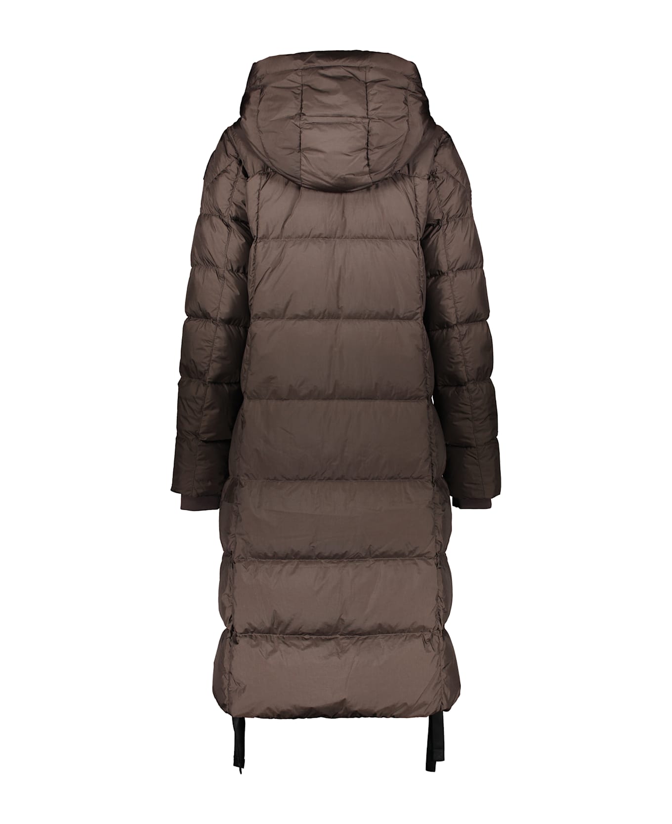 Parajumpers Dark Brown Long Down Jacket With Adjustable Hood - brown