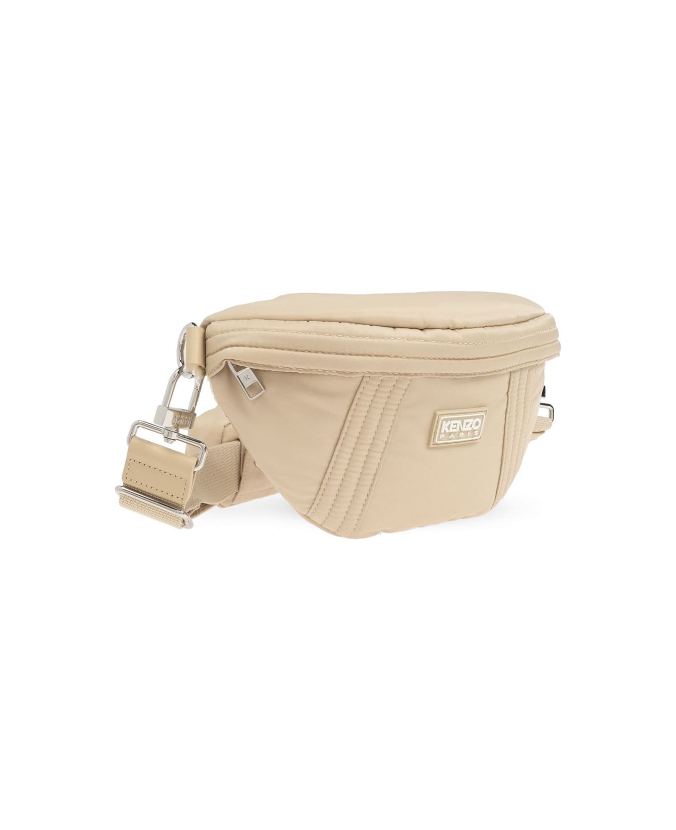 Kenzo Logo Patch Zipped Belt Bag - Beige