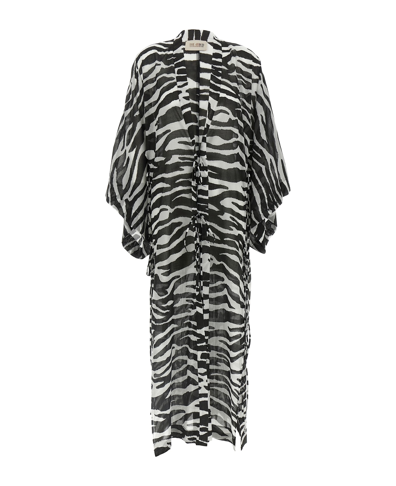 The Attico Animalier Caftan - White/Black