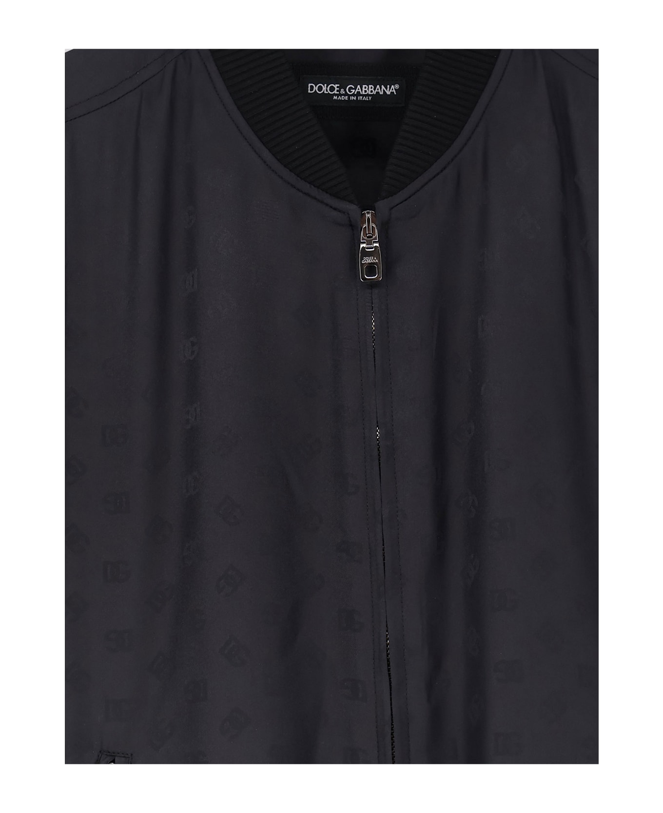 Dolce 
Gabbana Silk Jacket With All-over Dg Print - Black