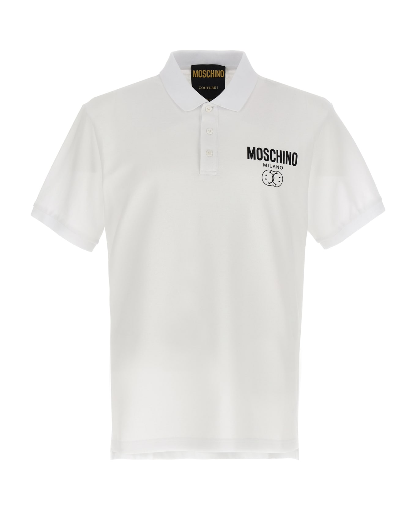 Moschino 'double Smile' Polo Shirt - White/Black