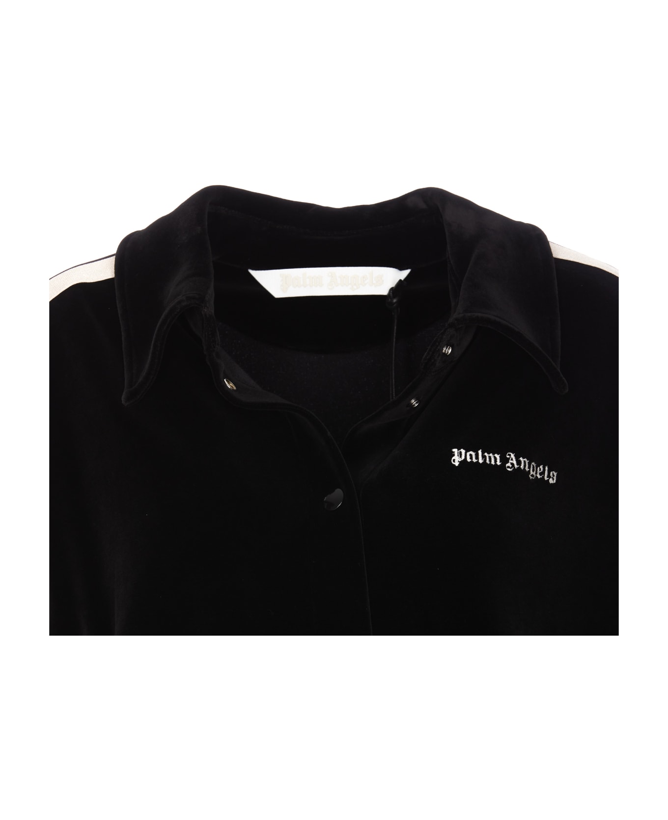 Palm Angels Velvet Classic Logo Track Shirt - BLACK/OFF WHITE