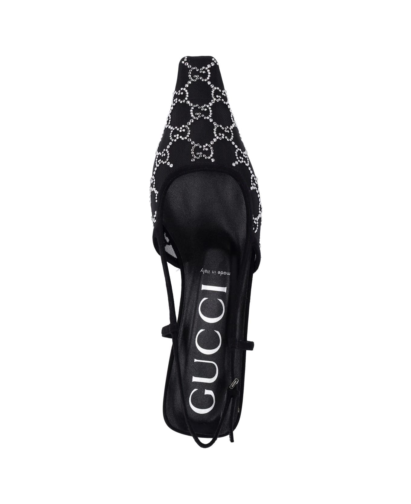 Gucci Crystal Logo Sligbacks - NERONERO