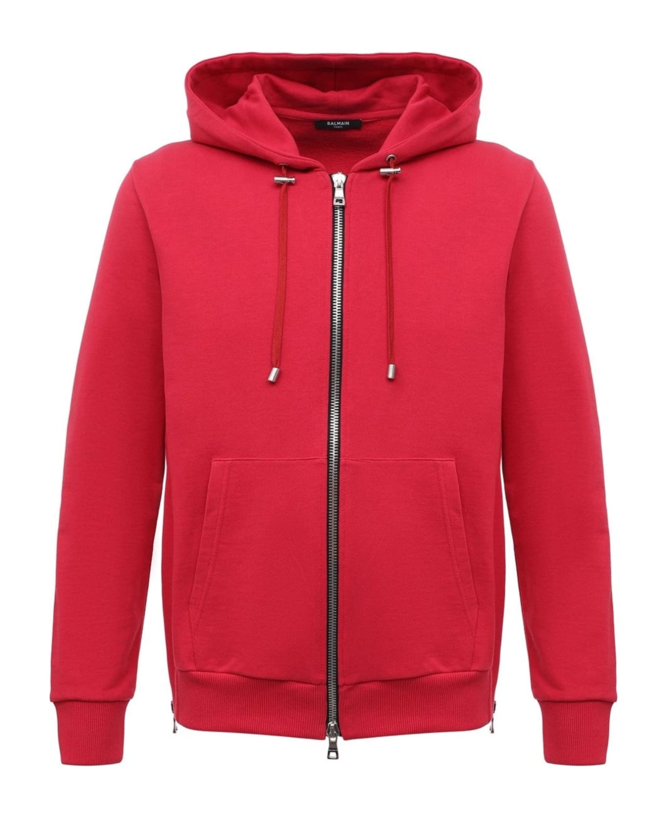 Balmain Hooded Zipped Sweatshirt - Red フリース