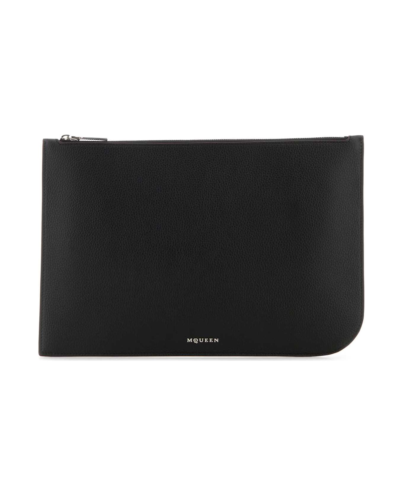 Alexander McQueen Black Leather Large Sling Pouch - BLACKSILVER