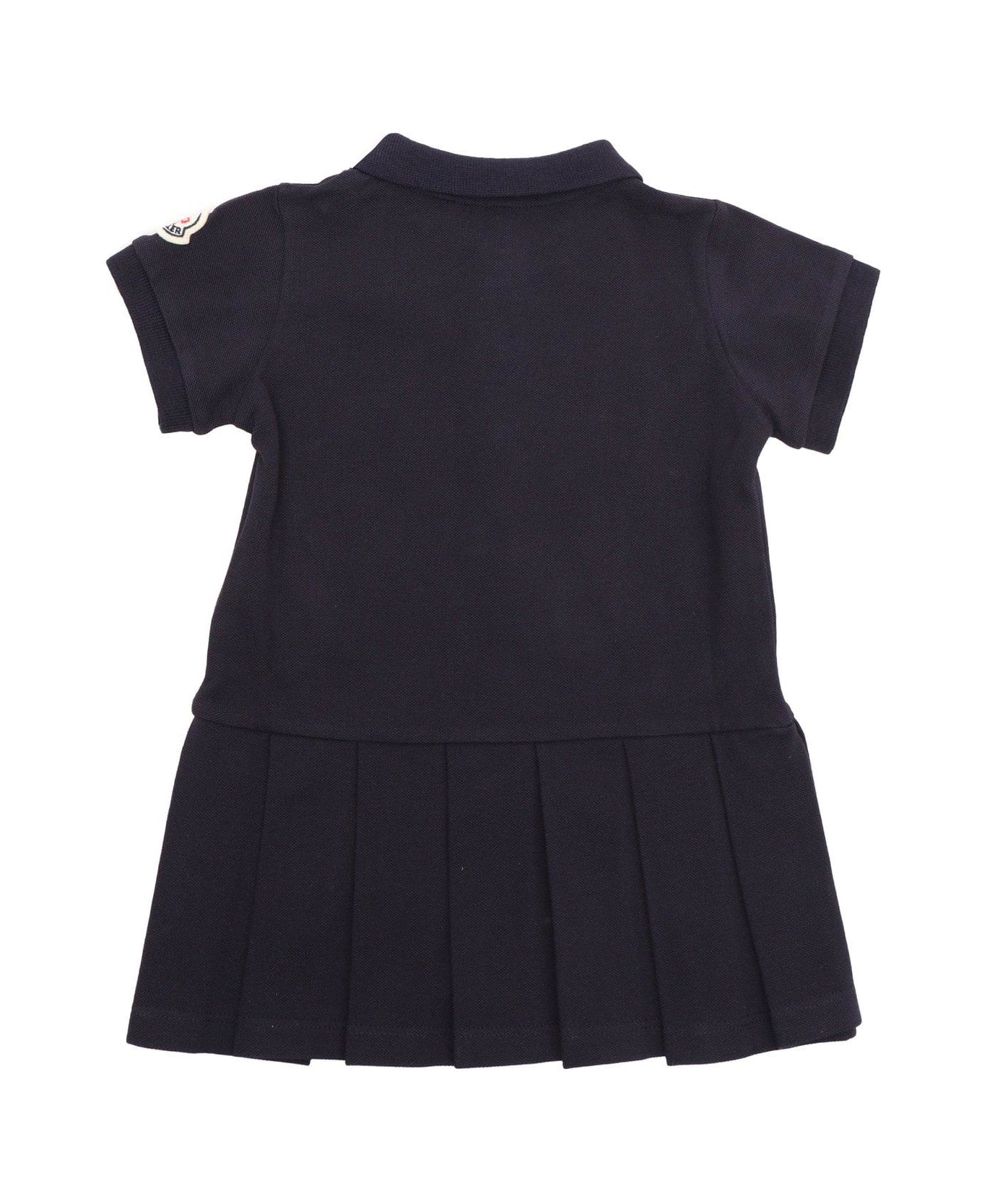 Moncler Logo Patch Pleated Polo Shirt Dress