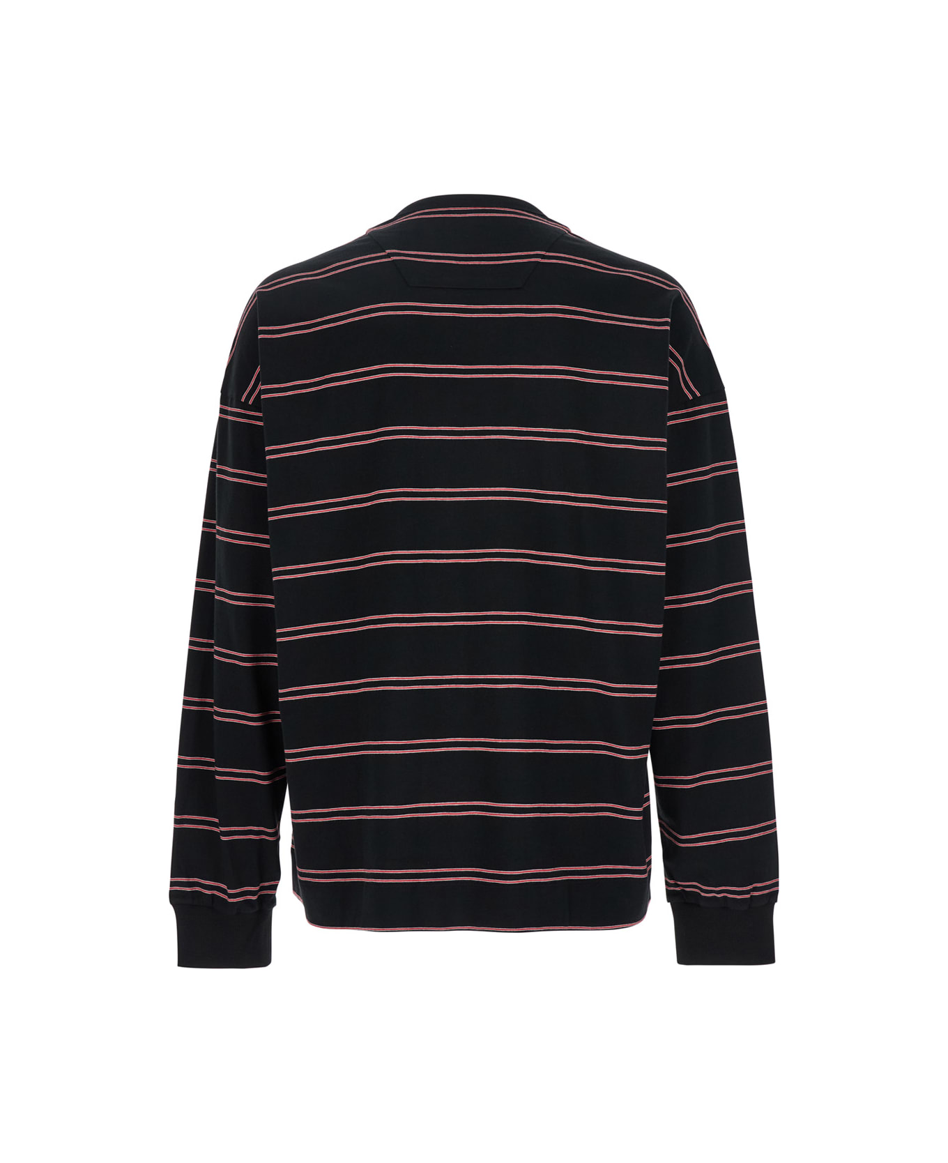 Juun.J Black Sweater With All-over Striped Motif In Cotton Man - Black