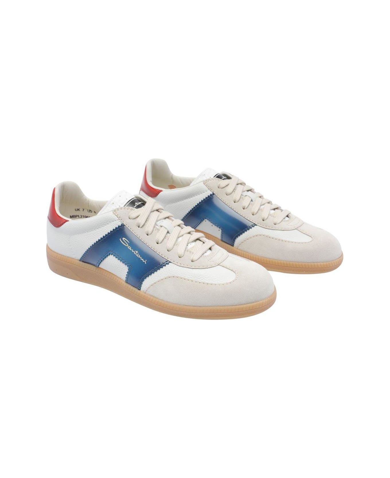Santoni Colourblock Panelled Lace-up Sneakers Santoni - WHITE