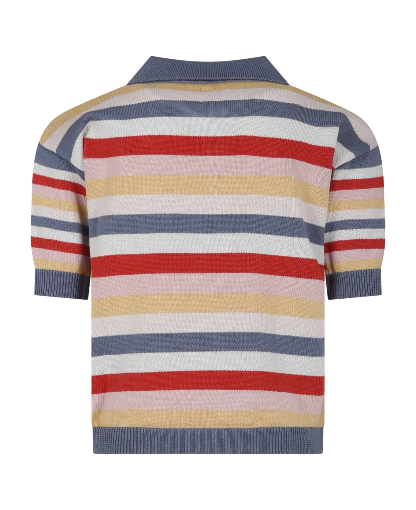 Coco Au Lait Multicolor Polo Shirt For Kids With Striped Pattern - Multicolor Tシャツ＆ポロシャツ