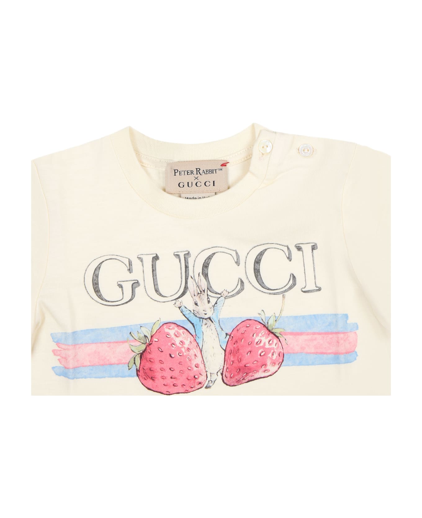 Gucci Ivory T-shirt For Baby Girl With Peter Rabbit - Yellow