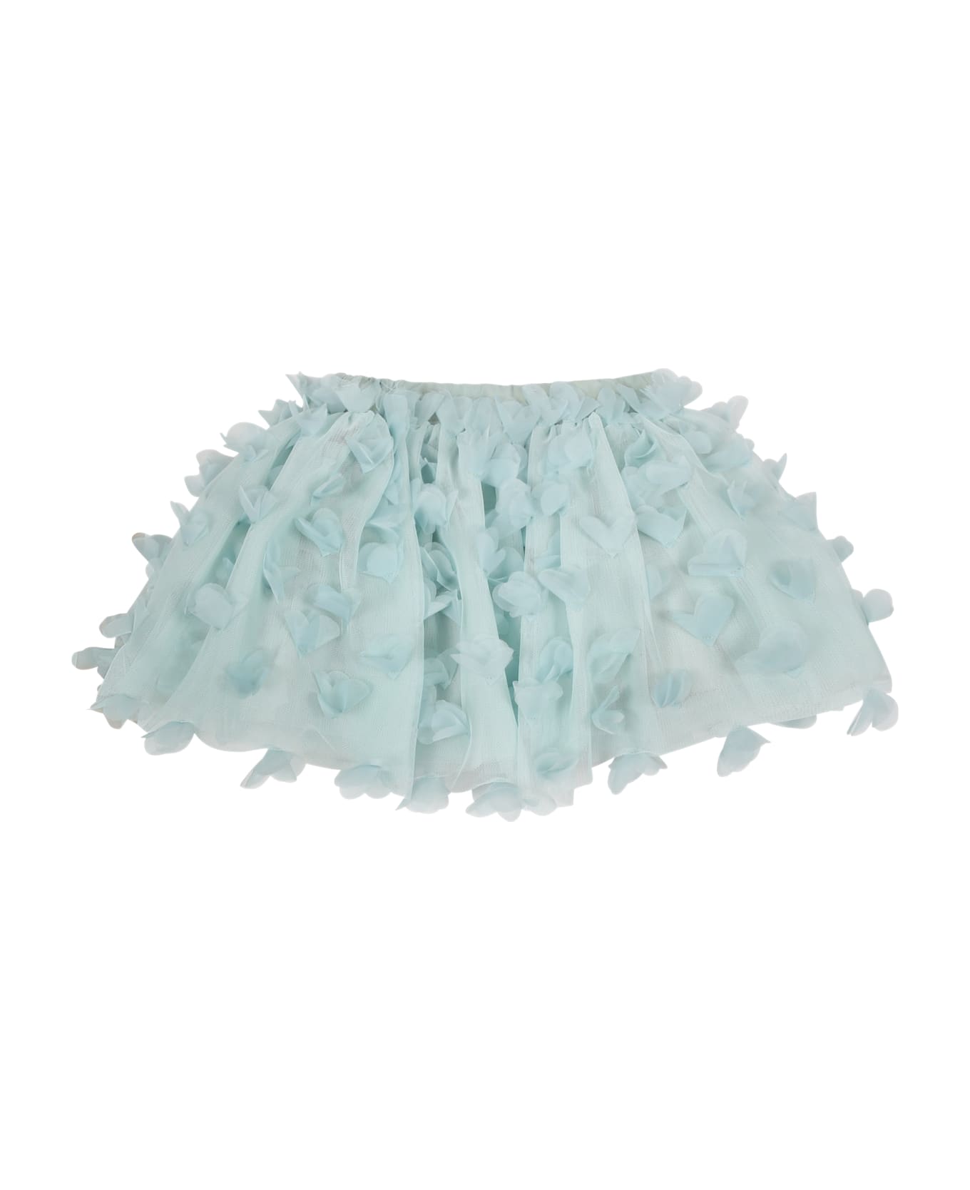 Simonetta Green Skirt For Baby Girl With Tulle Applications - Green