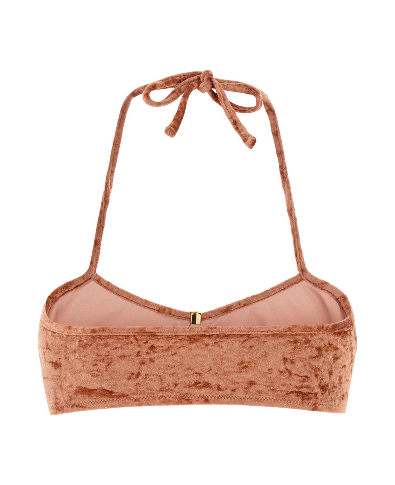 Chloé Peach Stretch Velvet Bikini Top - WOODENORANGE