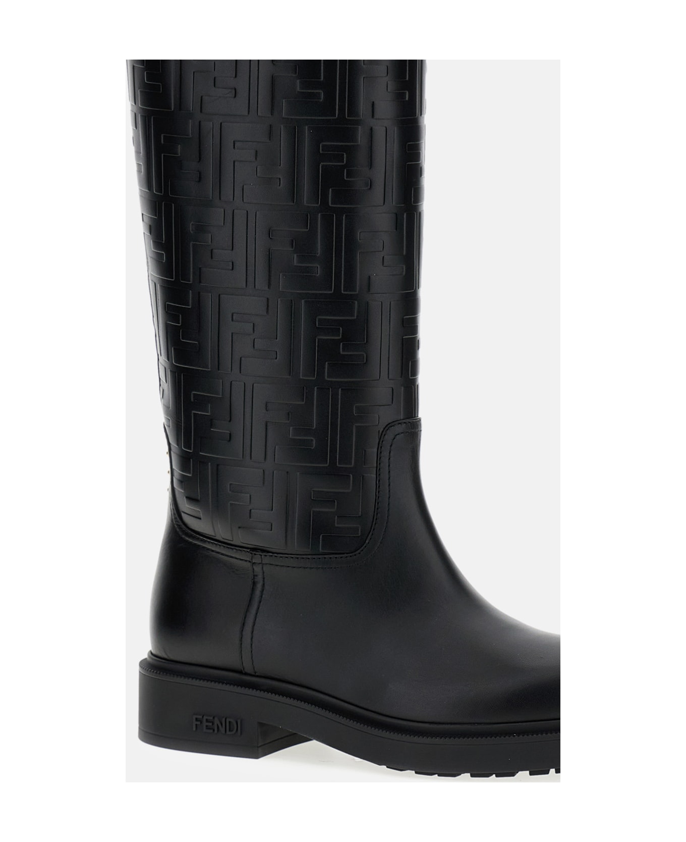 Fendi Filo Black Leather Boots - Black ブーツ