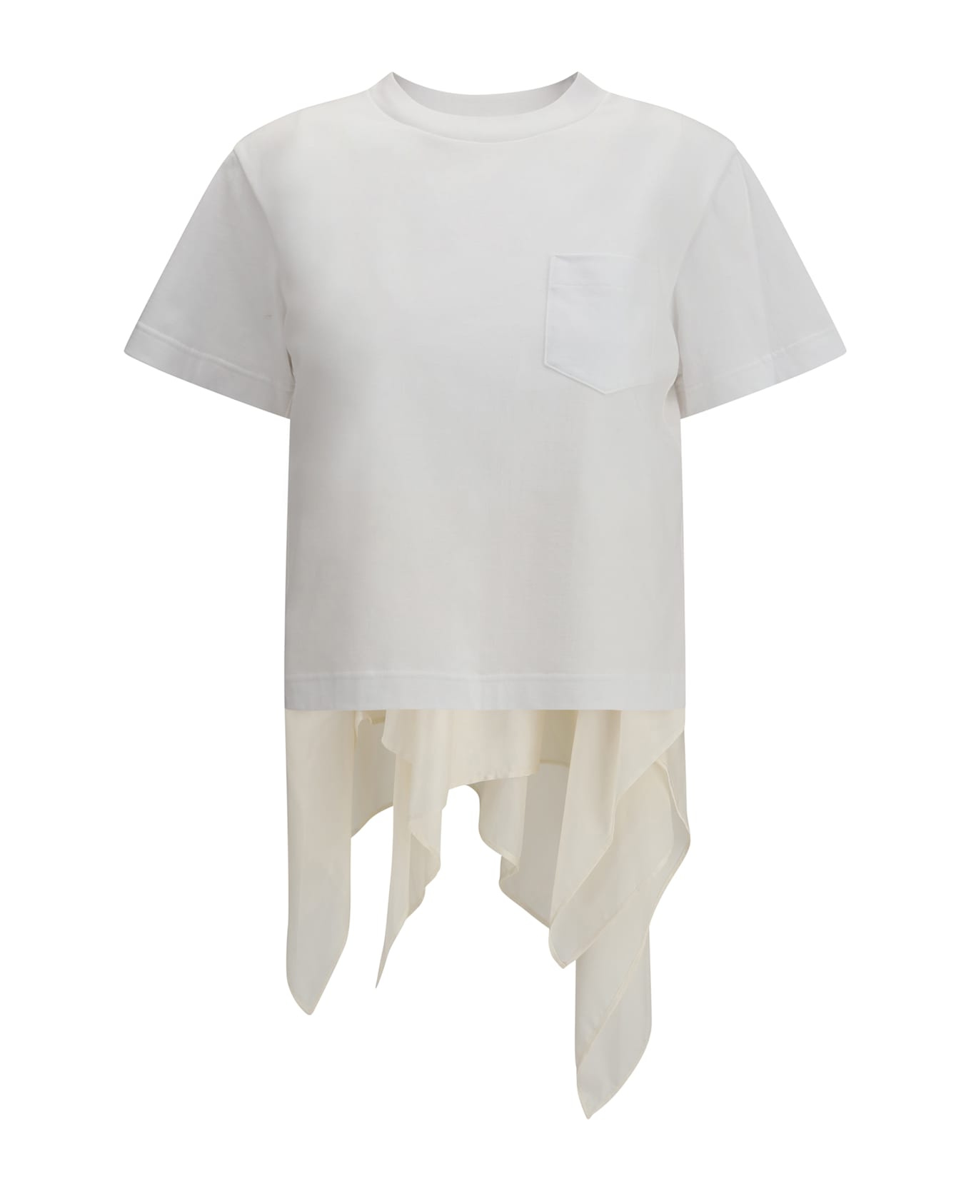 Sacai Jersey T-shirt With Polyester Detail