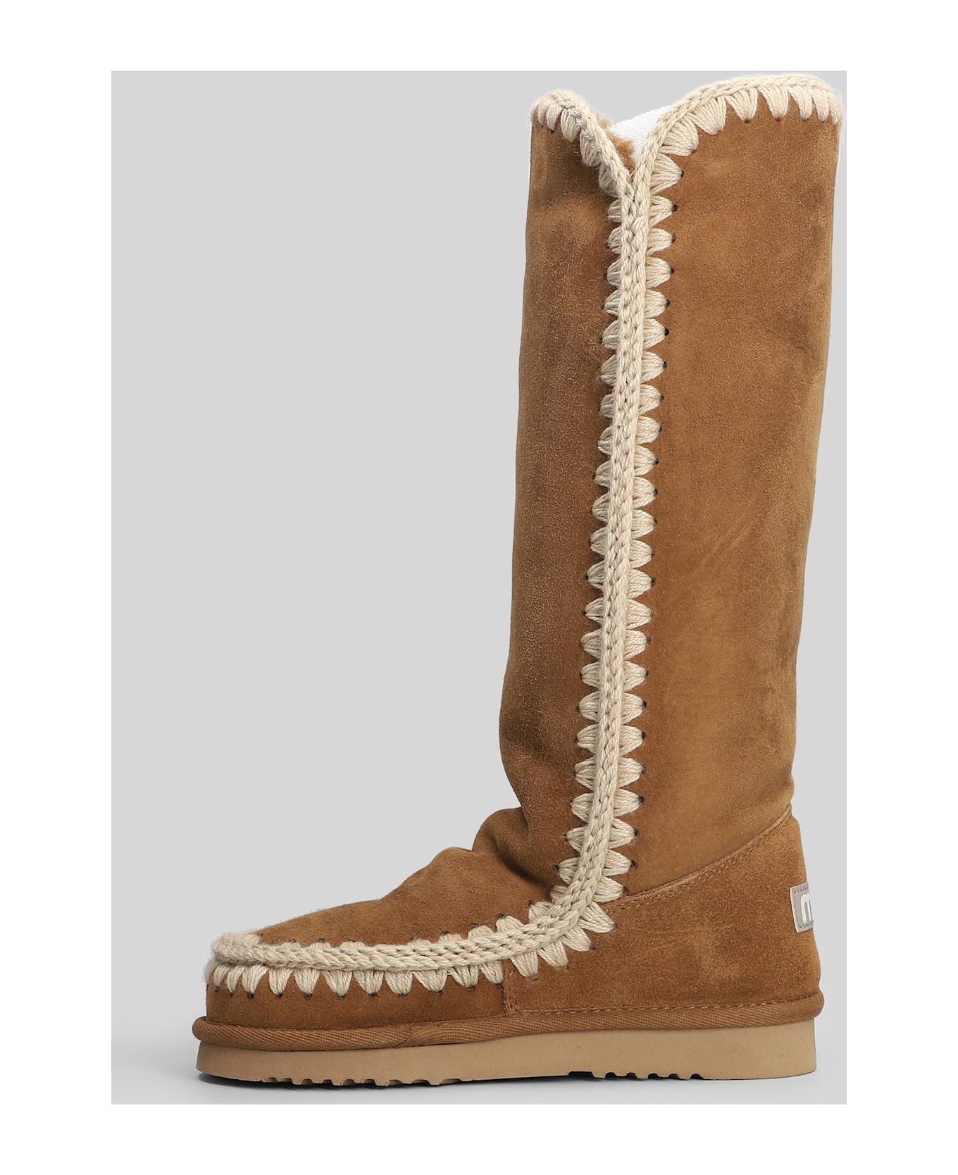 Mou Eskimo 40 Low Heels Boots In Leather Color Suede - leather color