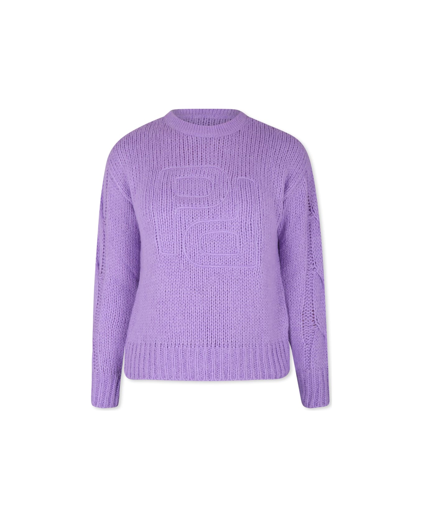 Pinko Lilac Sweater For Girl With Logo - Lilac