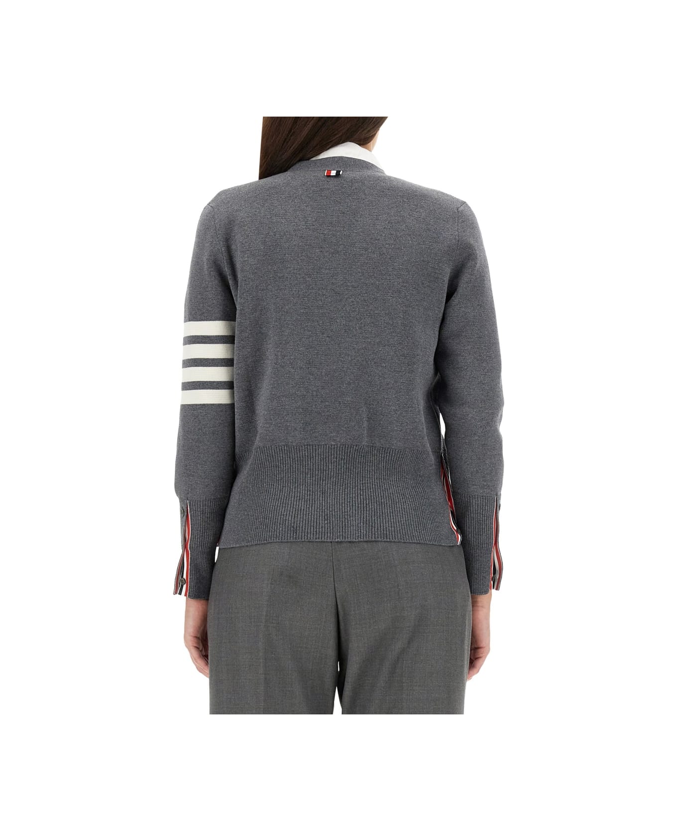 Thom Browne V-neck Cardigan - Med Grey