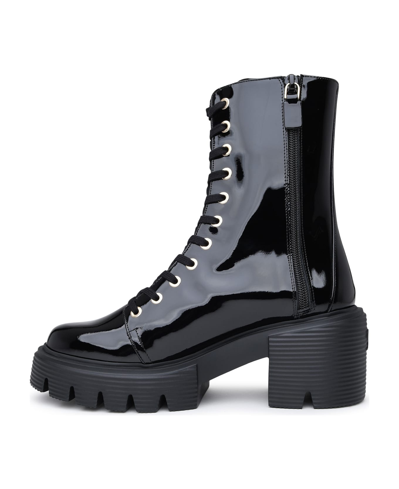 Stuart Weitzman Black Patent Leather Soho Boots - Black ブーツ