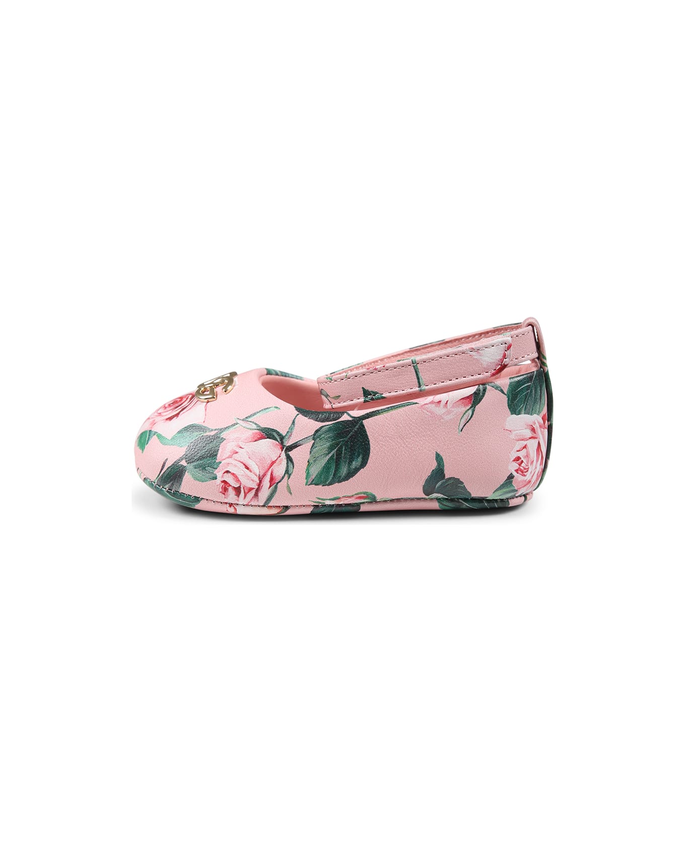 Dolce 
Gabbana Pink Ballet Flats For Baby Girl With Logo - Pink