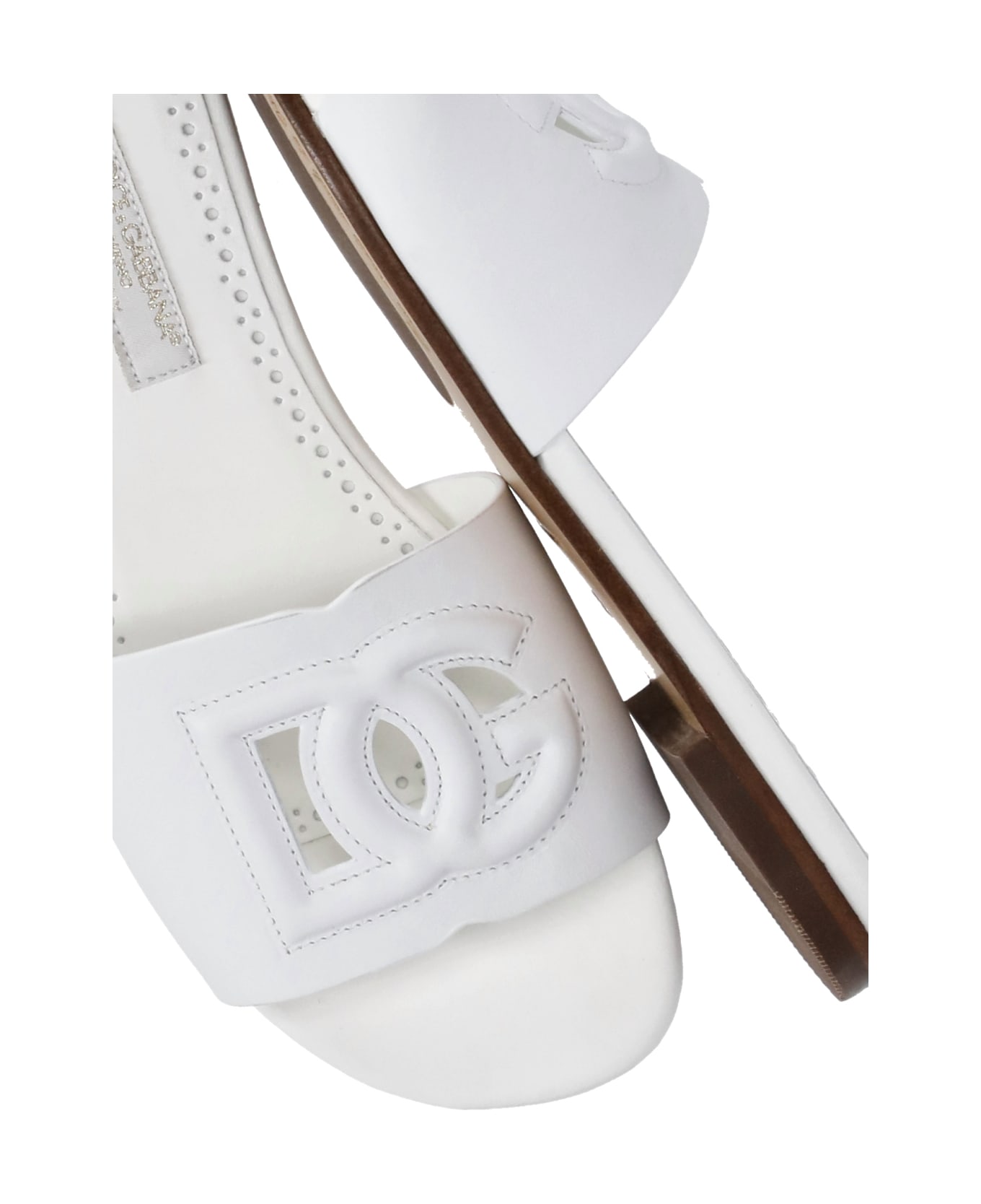 Dolce & Gabbana Leather Slippers - White