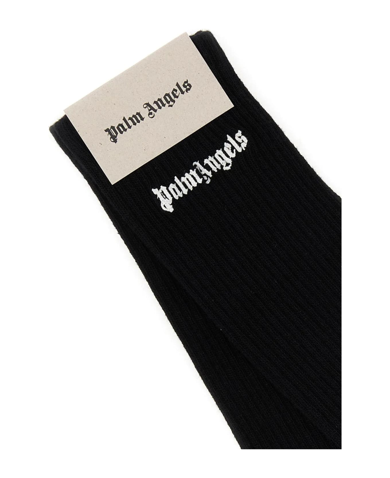 Palm Angels Logo Intarsia Socks - BLACK