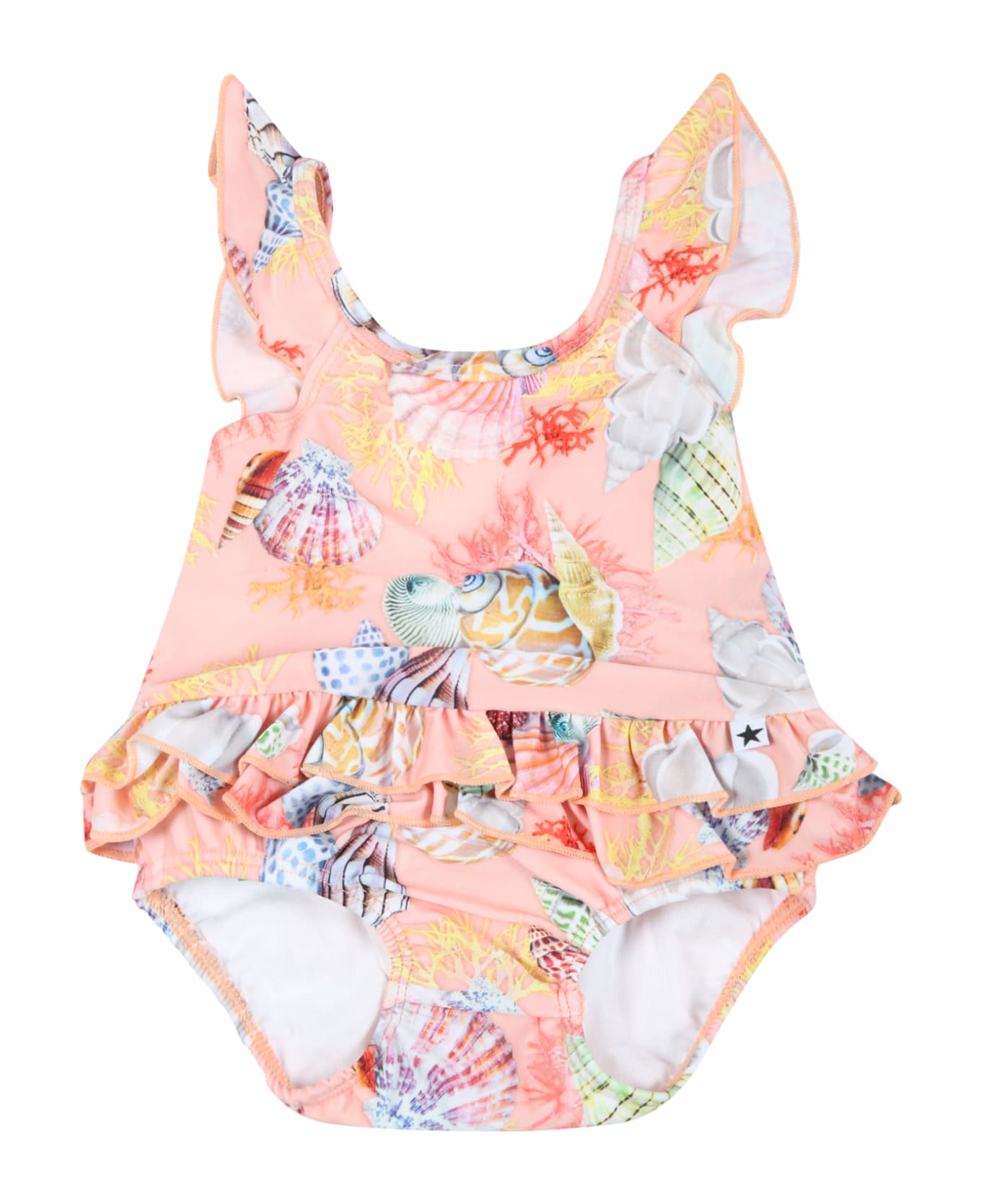Molo Pink Swimsuit For Baby Girl With Shells - Multicolor