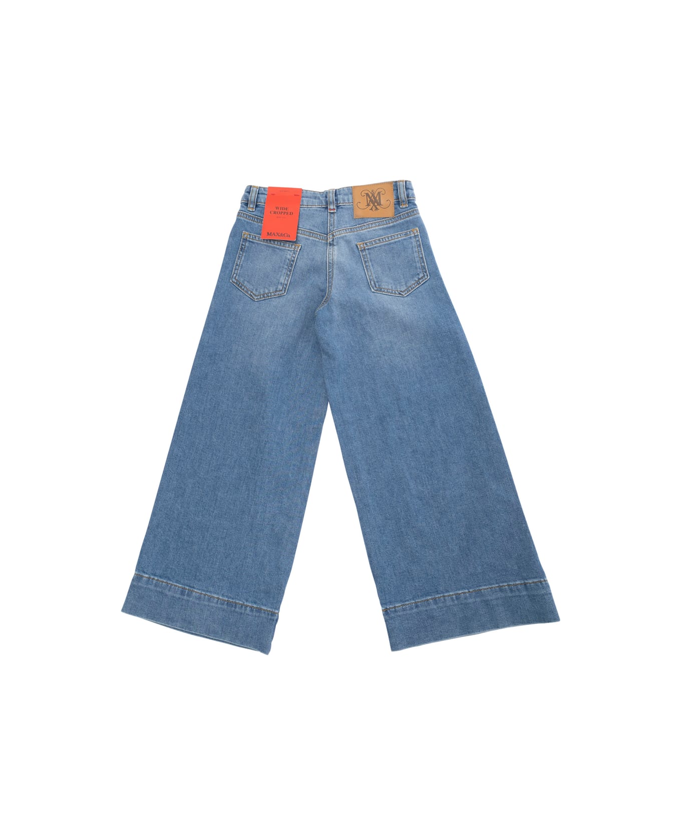 Max&Co. Blue Cropped Jeans With Logo Patch On The Rear In Denim Girl - Blu