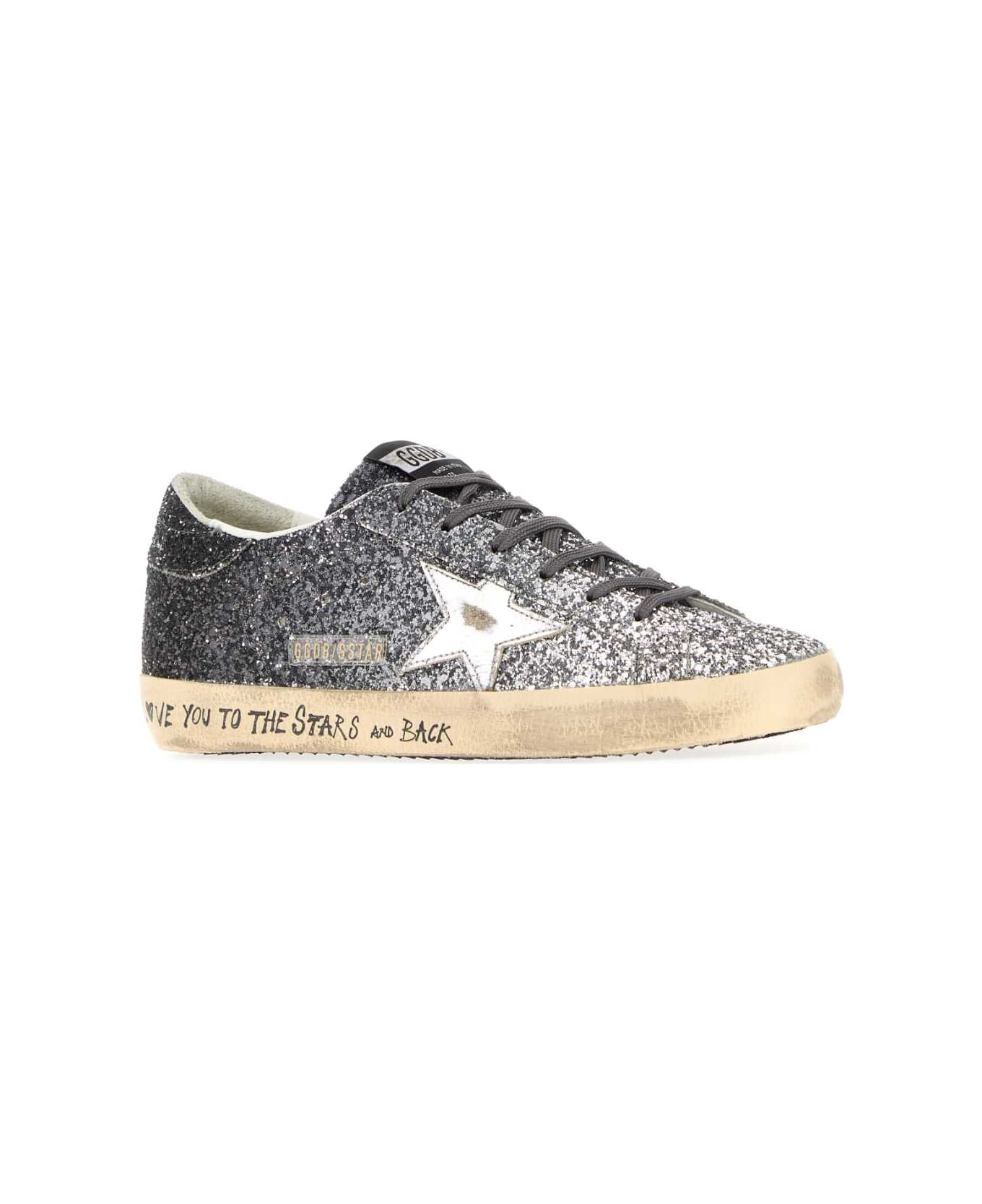 Golden Goose Embellished Later Superstar Sneakers - SILVERBLACK