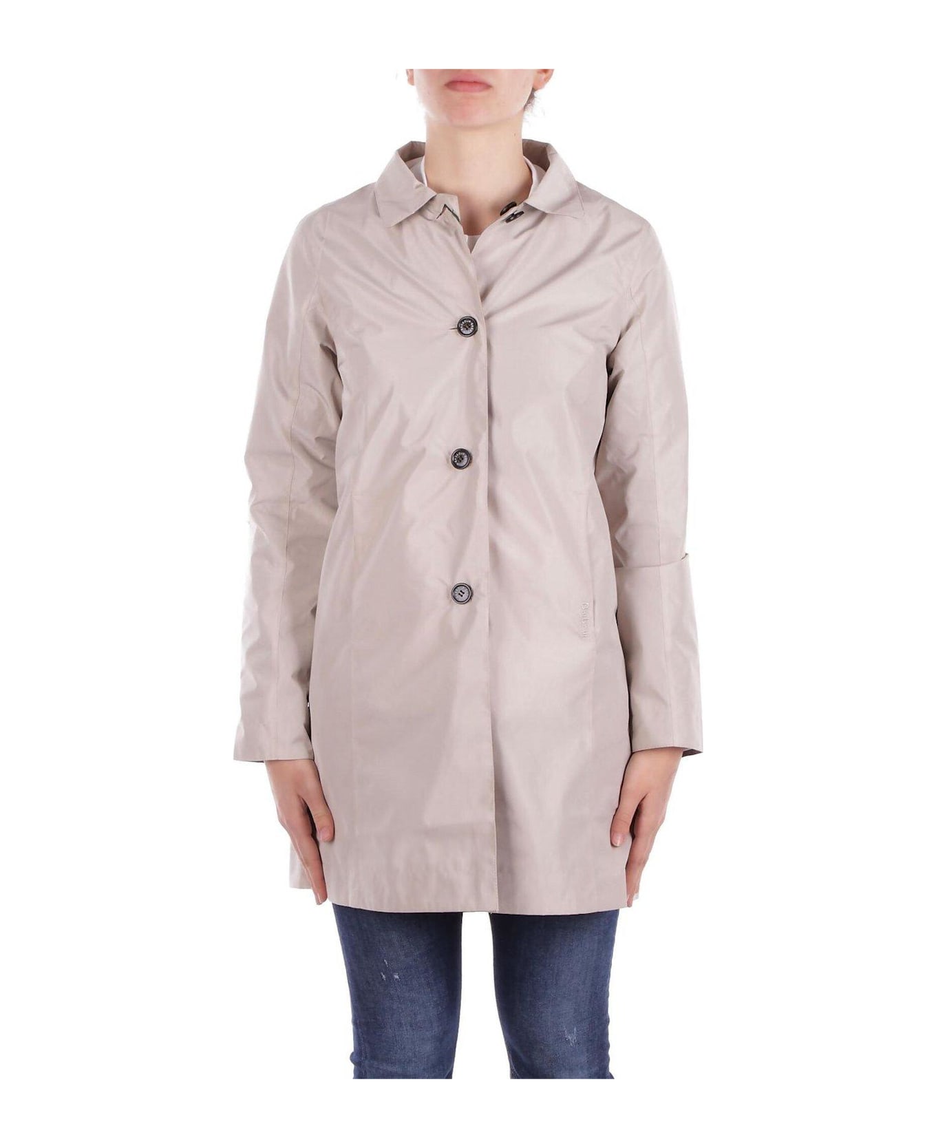 Barbour Straight Hem Buttoned Coat - Beige