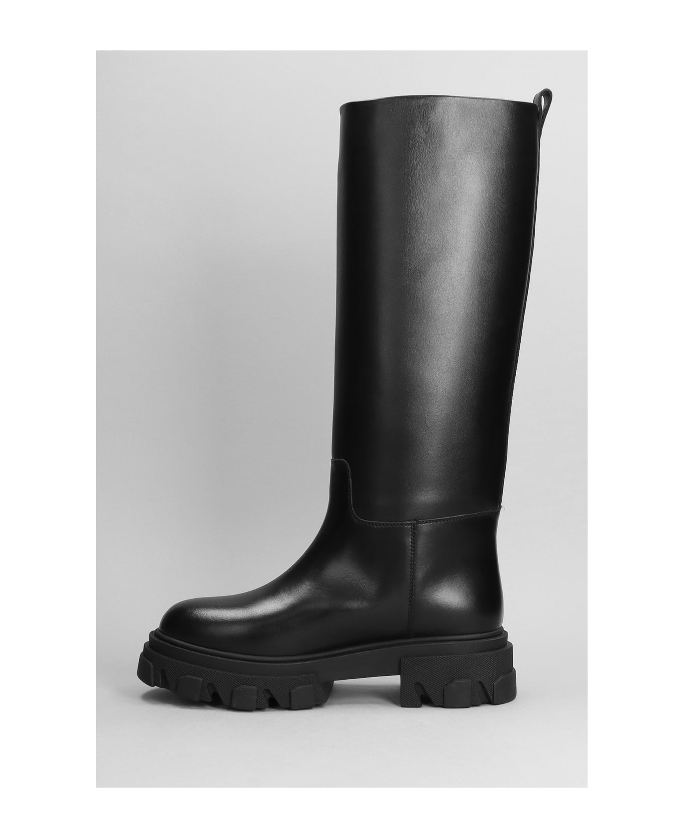 GIA BORGHINI Perni07 Low Heels Boots In Black Leather - black