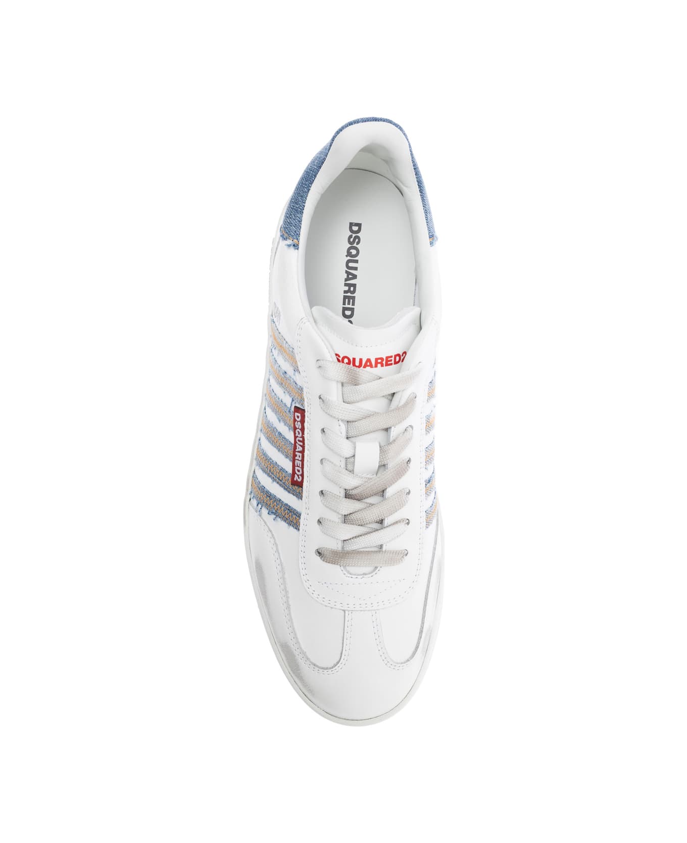 Dsquared2 White Leather Boxer Sneakers - BIANCODENIM