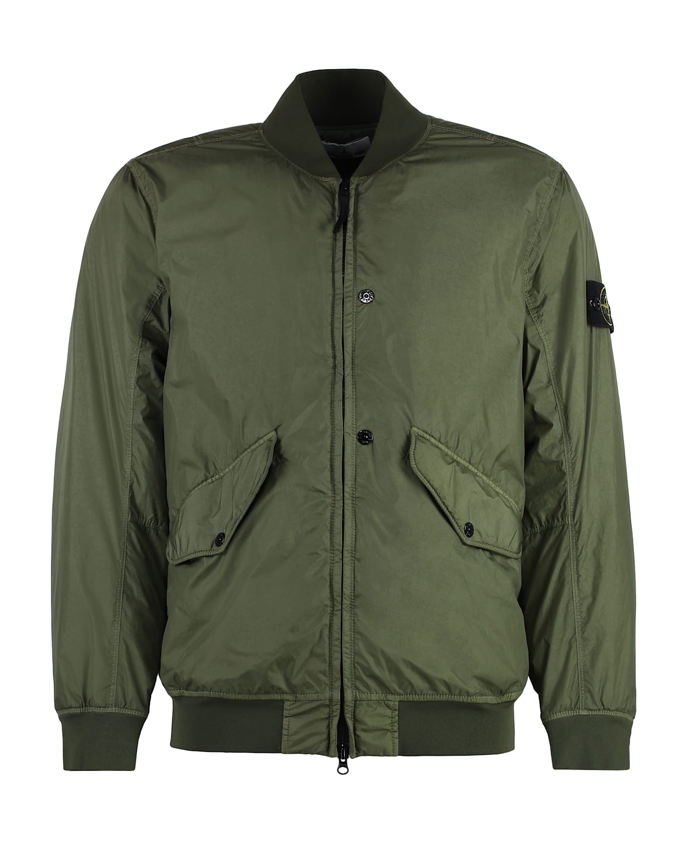 Stone Island Bomber Jacket In Technical Fabric - green