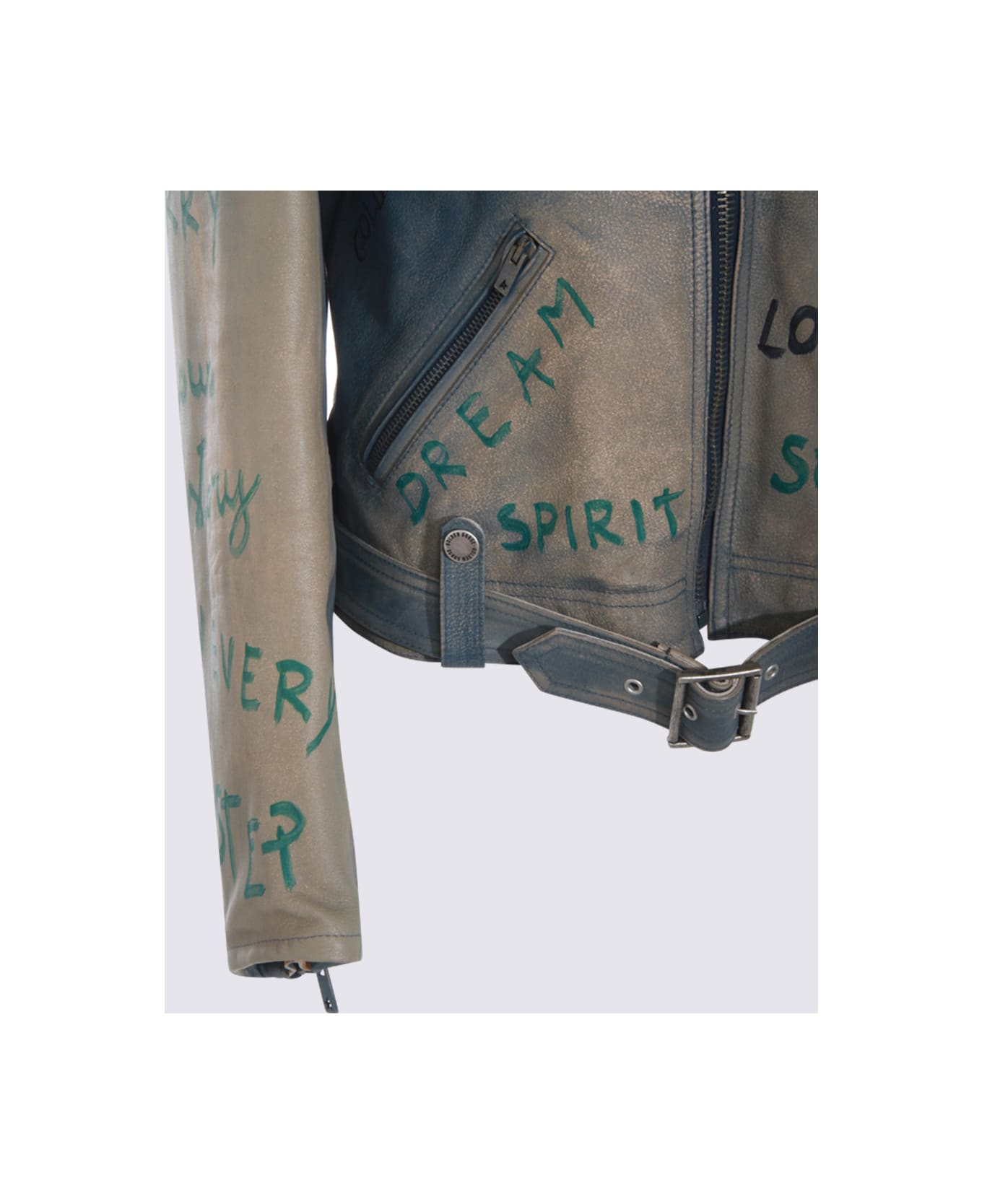 Golden Goose Light Blue Leather Jacket - CHINA BLUE