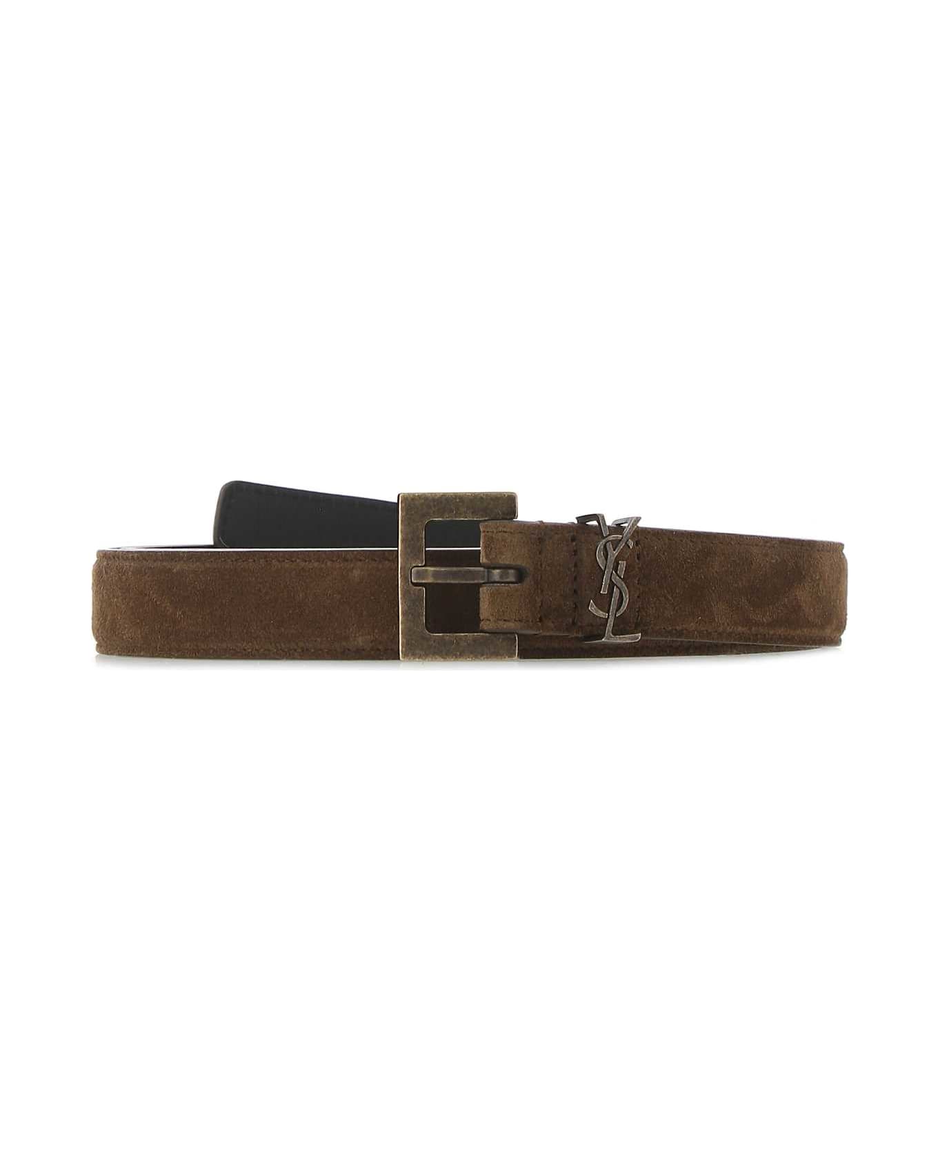 Saint Laurent Brown Suede Belt - 2355