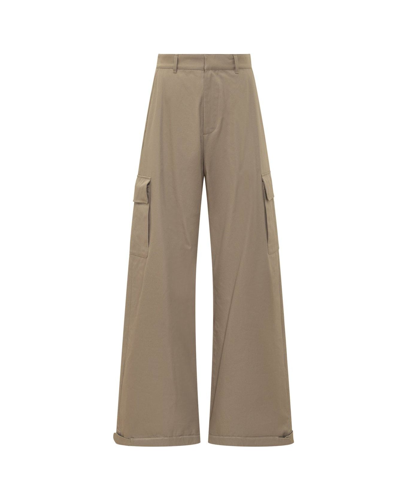 Off-White Mid-rise Wide Leg Trousers - Beige