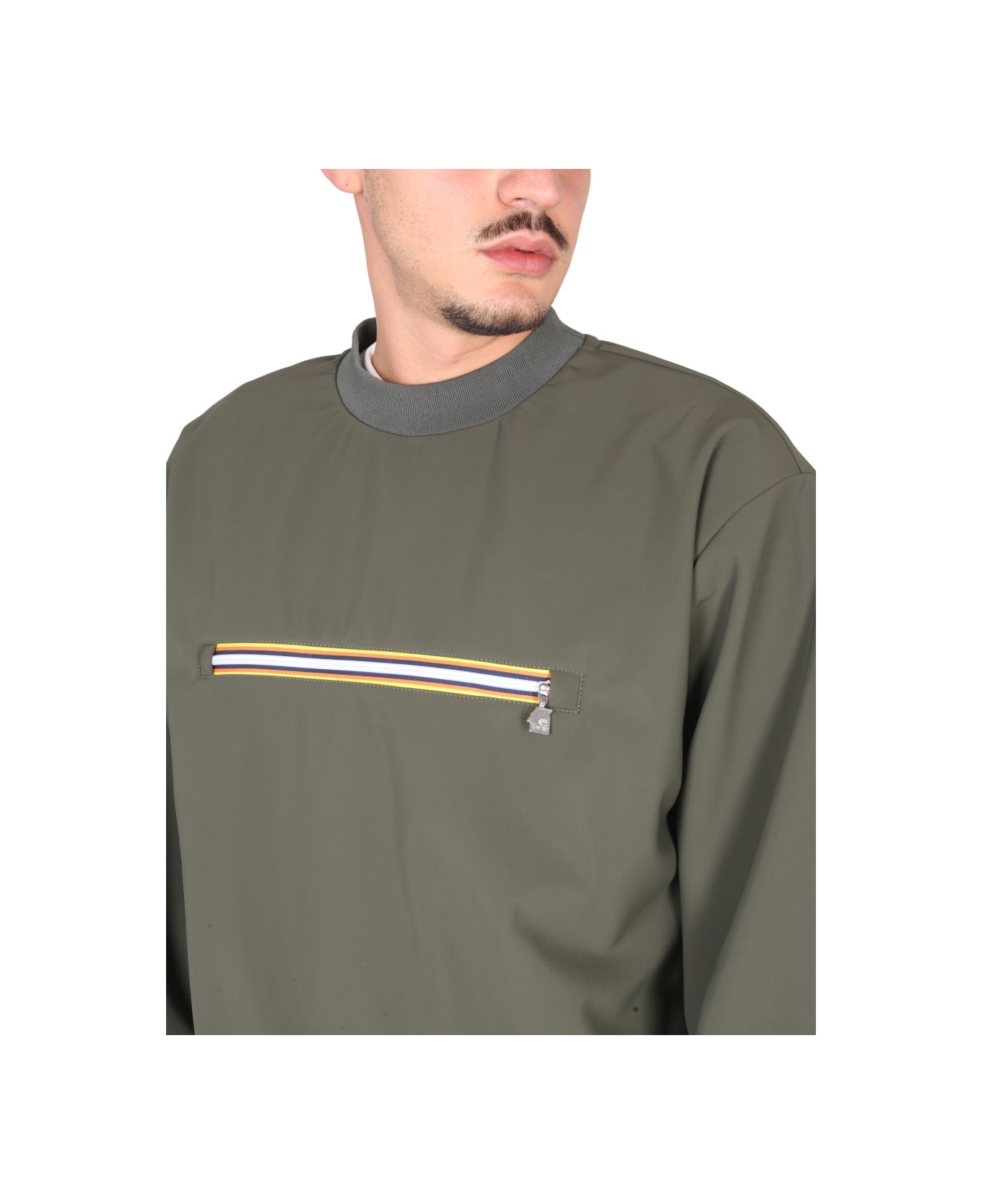 K-Way Sweatshirt With Front Pocket - GREEN