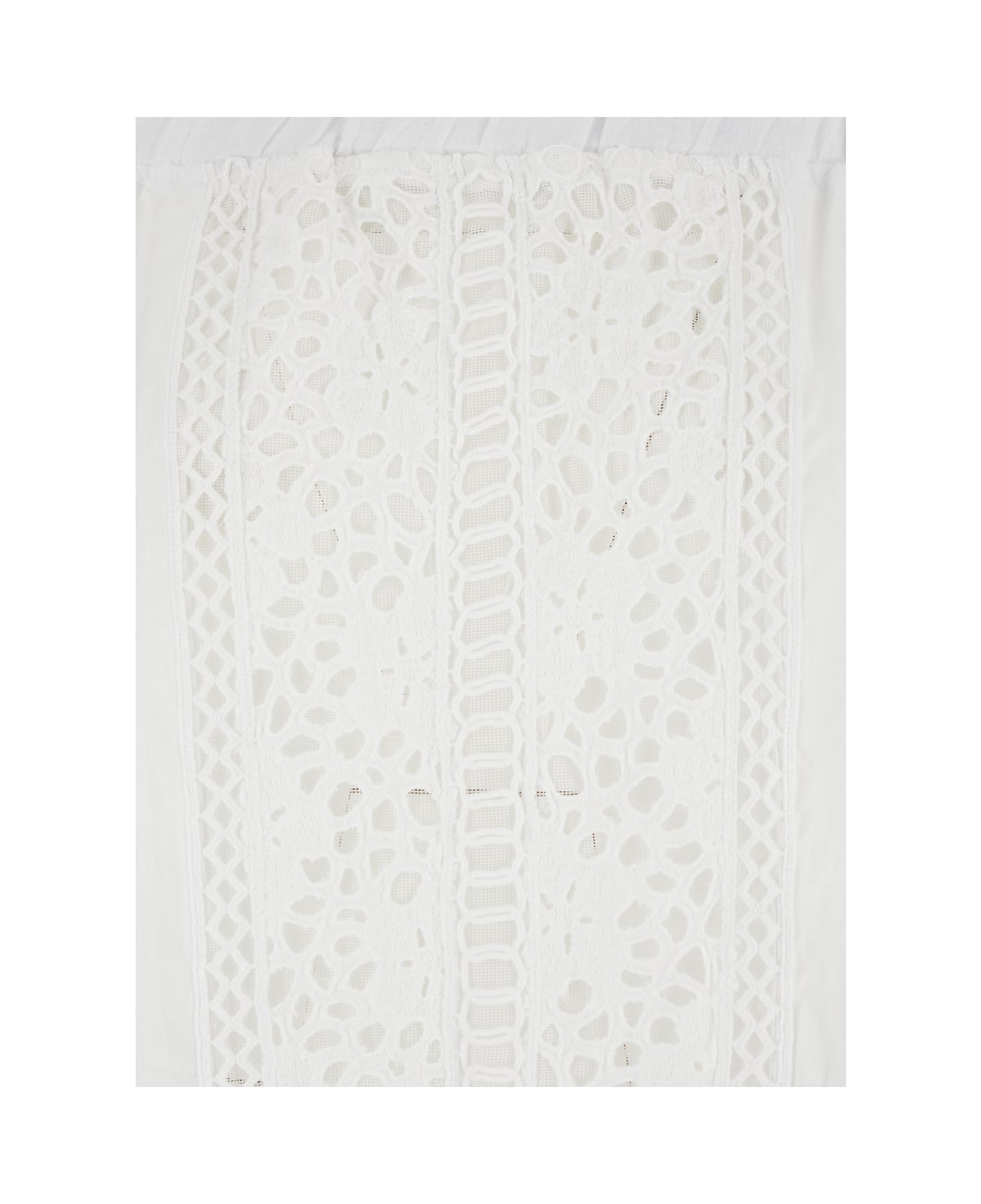 Temptation Positano White Embroidered Blouse In Linen Woman - White