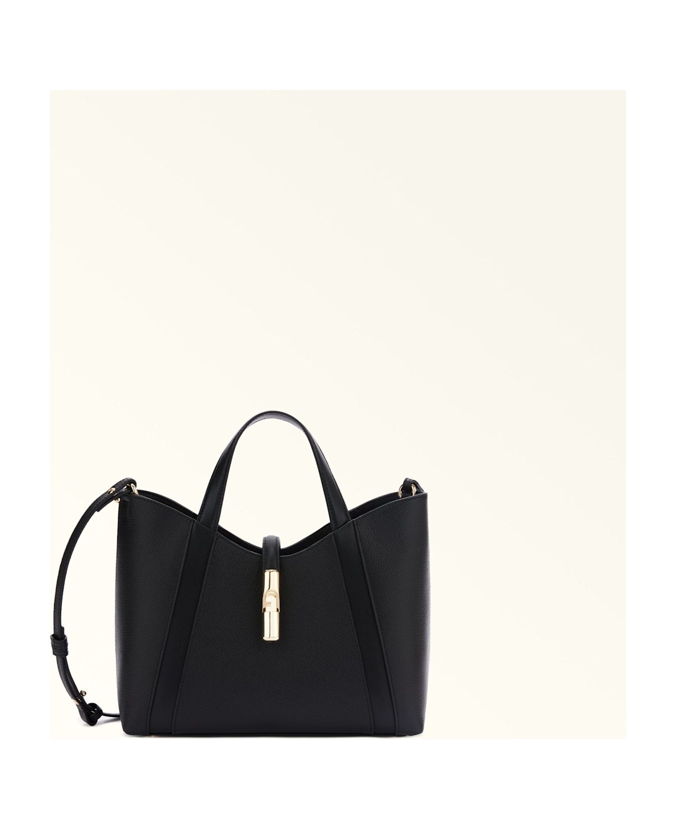Furla Goccia S Leather Tote Handbag, Black - black