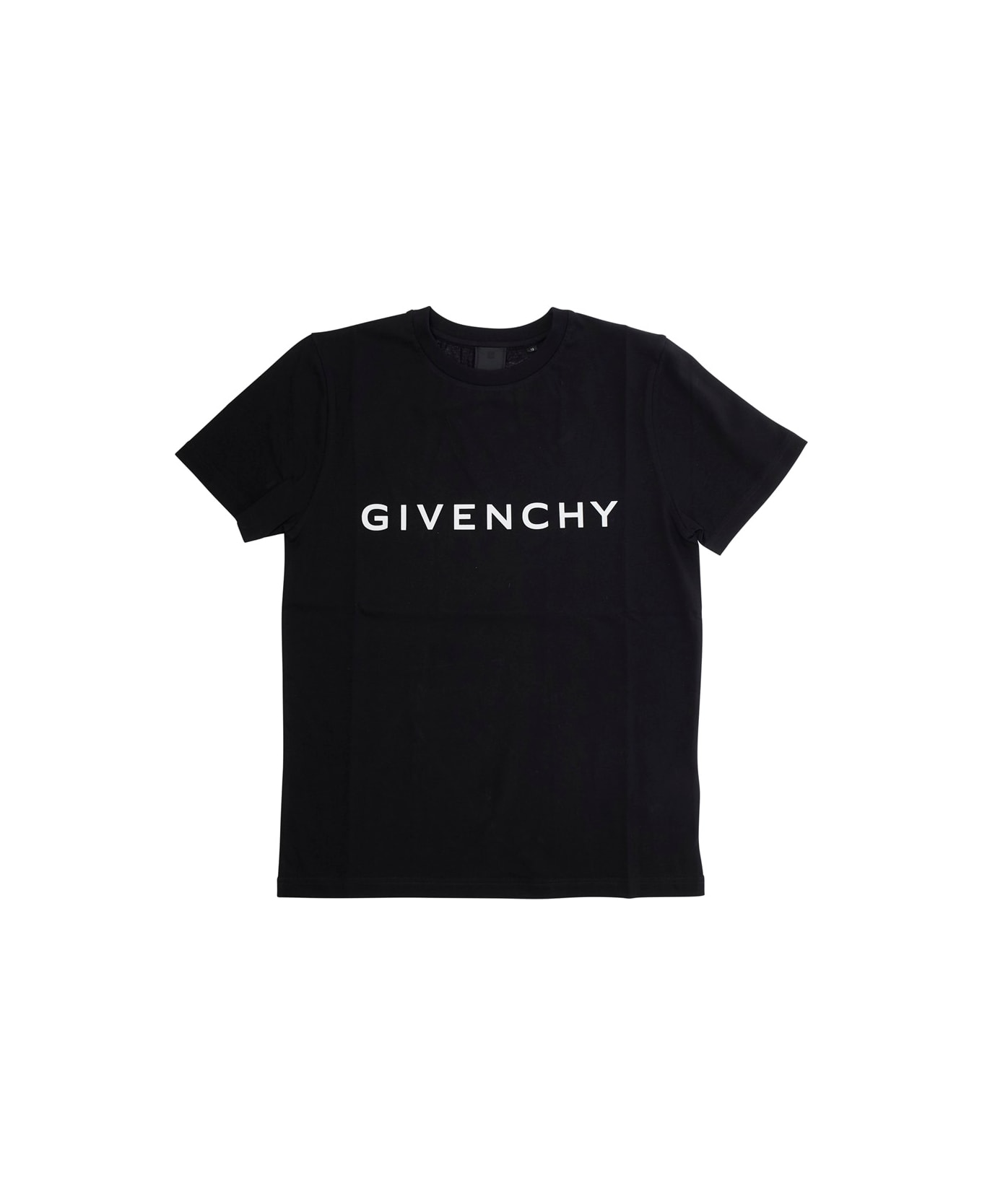 Givenchy Black T-shirt With Logo Lettering On The Front In Cotton Boy - Black